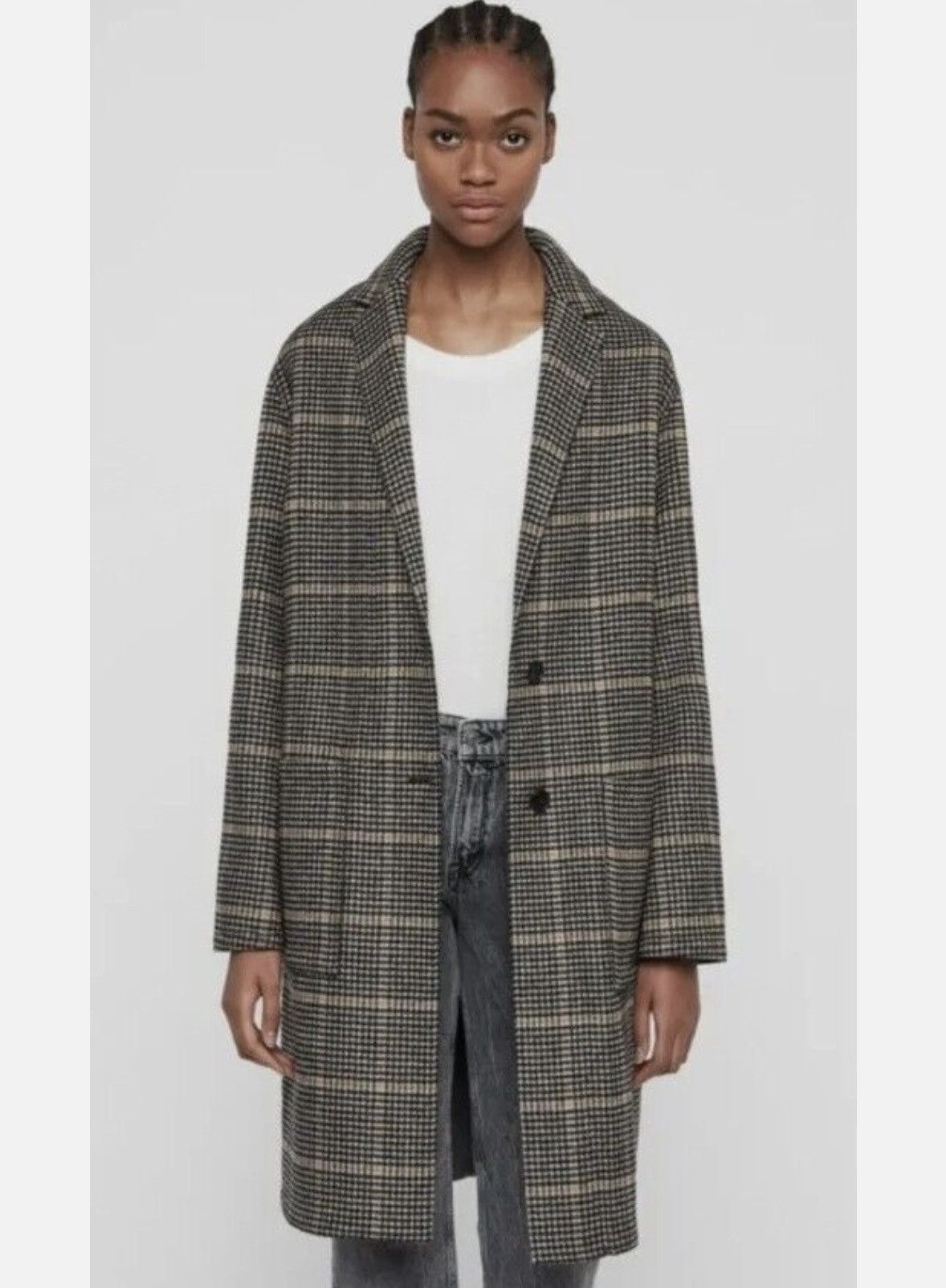 Allsaints Allsaints XS Anya Aurora Coat 🧥 Chekered wool long jacket Size US XS / EU 42 / 0 - 5 Thumbnail