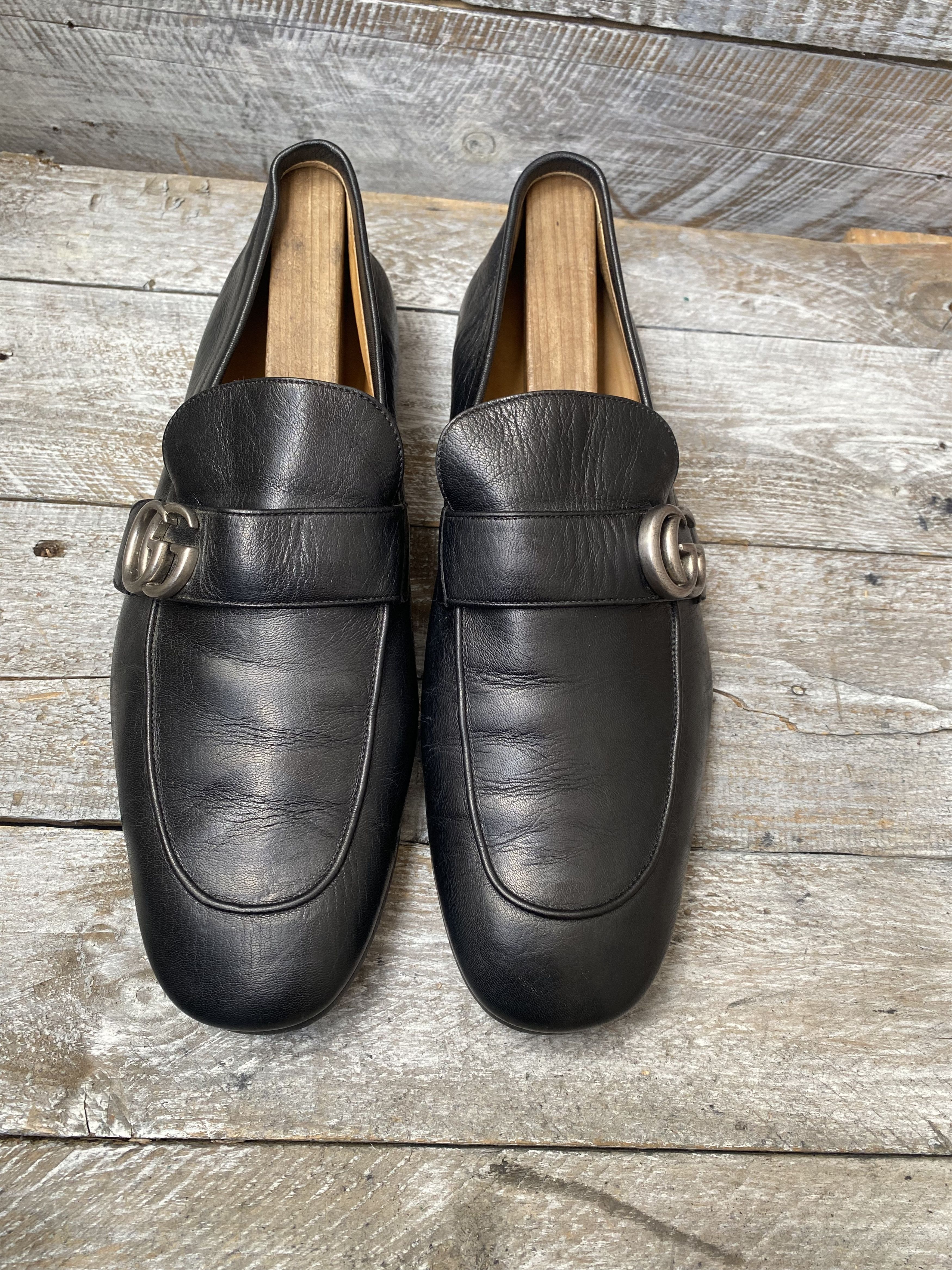 Gucci Gucci GG logo loafer horsebit black leather loafer uk 10 Size US 11 / EU 44 - 1 Thumbnail