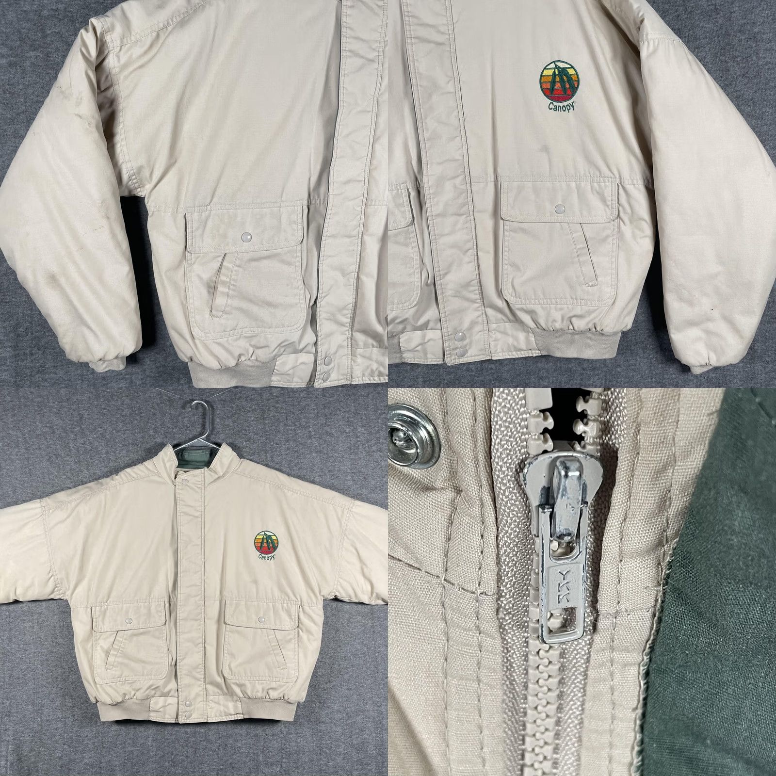 Vintage VINTAGE K-Products Canopy Jacket Mens XL Beige Insulated Bomber Jacket USA 90s Mens XL Beige Bomber Jacket Size US XL / EU 56 / 4 - 8 Thumbnail
