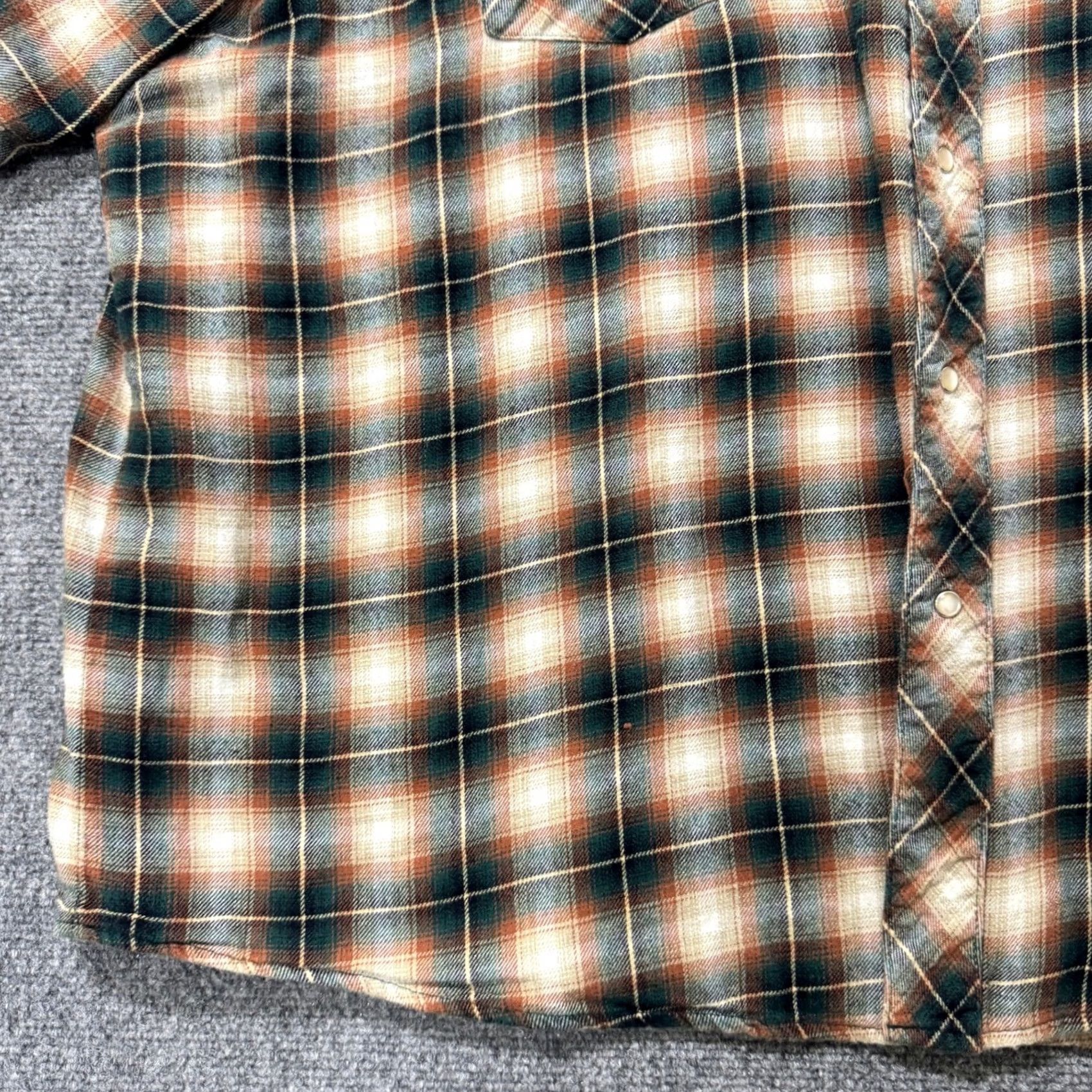 Wrangler Wrangler Flannel Shirt Men 2XL Plaid 100% Cotton Western Pearl Snap Multicolor Big & Tall Mens Size 48R - 7 Thumbnail