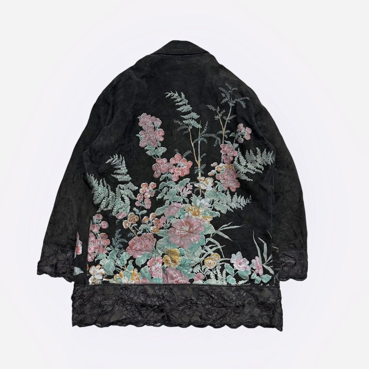 Roberto Cavalli Vtg 70s Roberto Cavalli Flower Design Suede Leather Jacket Size S / US 4 / IT 40 - 8 Thumbnail