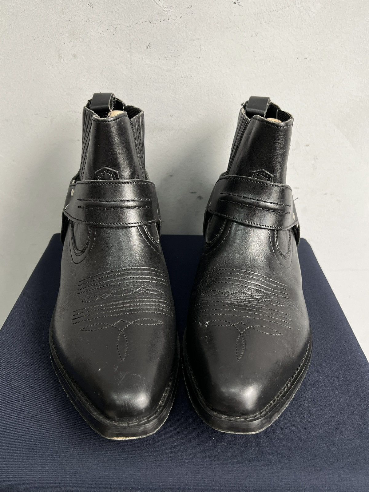 Western Rise Vintage leather western guidi style ankle moto boots y2k Size US 8.5 / EU 41-42 - 6 Thumbnail