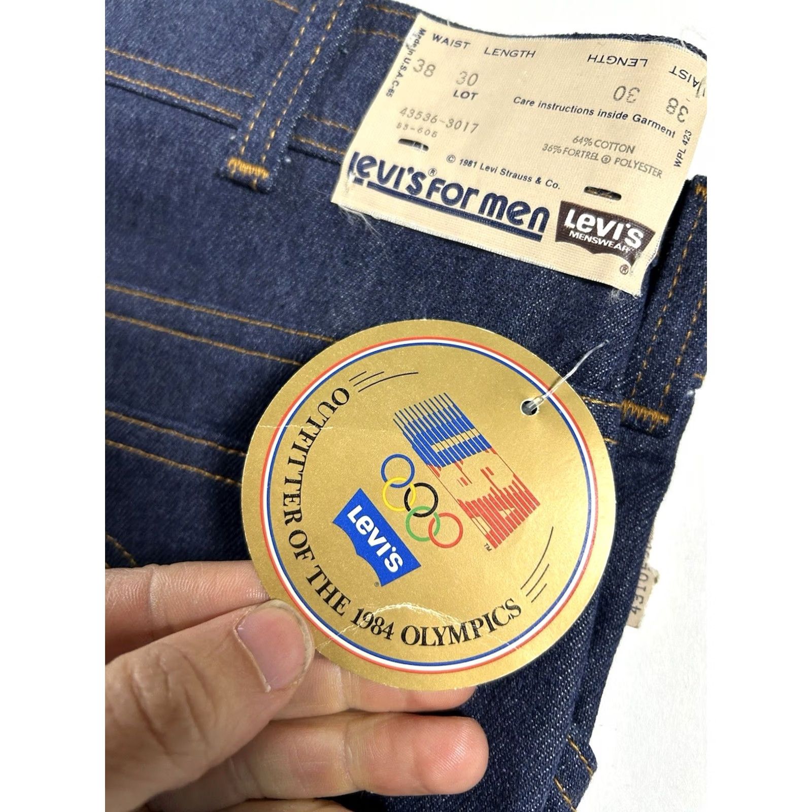 Levi's VINTAGE Levis Orange Tab 1984 Olympics Jeans 38x30 Brand New Dead Stock With Tag Men Denim Blue 80s USA Jeans OLympics Leather? Size US 38 / EU 54 - 6 Thumbnail