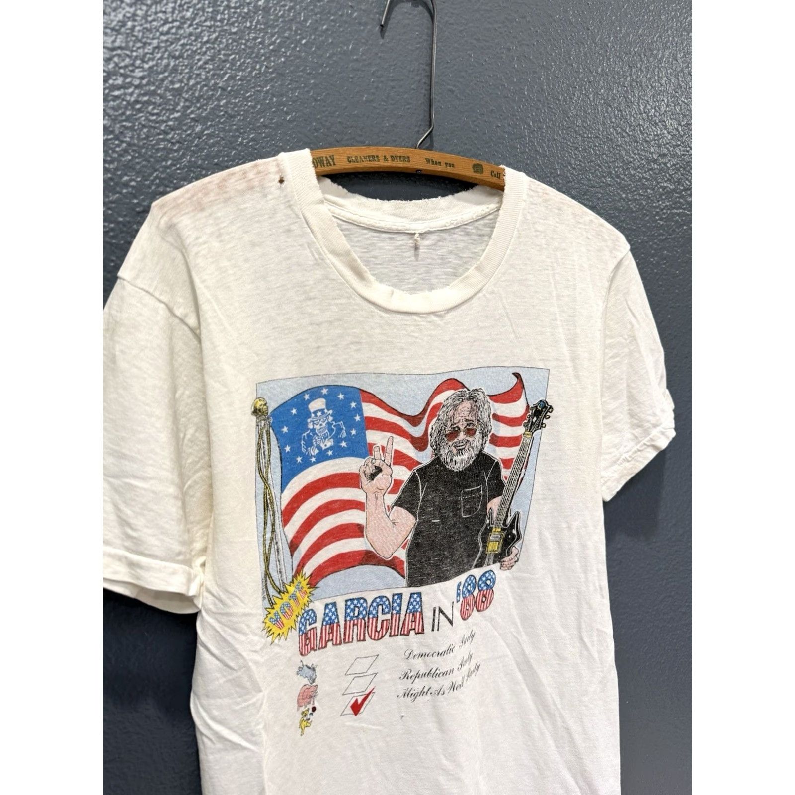 Vintage VINTAGE Grateful Dead Tee Shirt 90s Jerry Garcia For President M/L White Shirt Mens Large Size US L / EU 52-54 / 3 - 2 Thumbnail