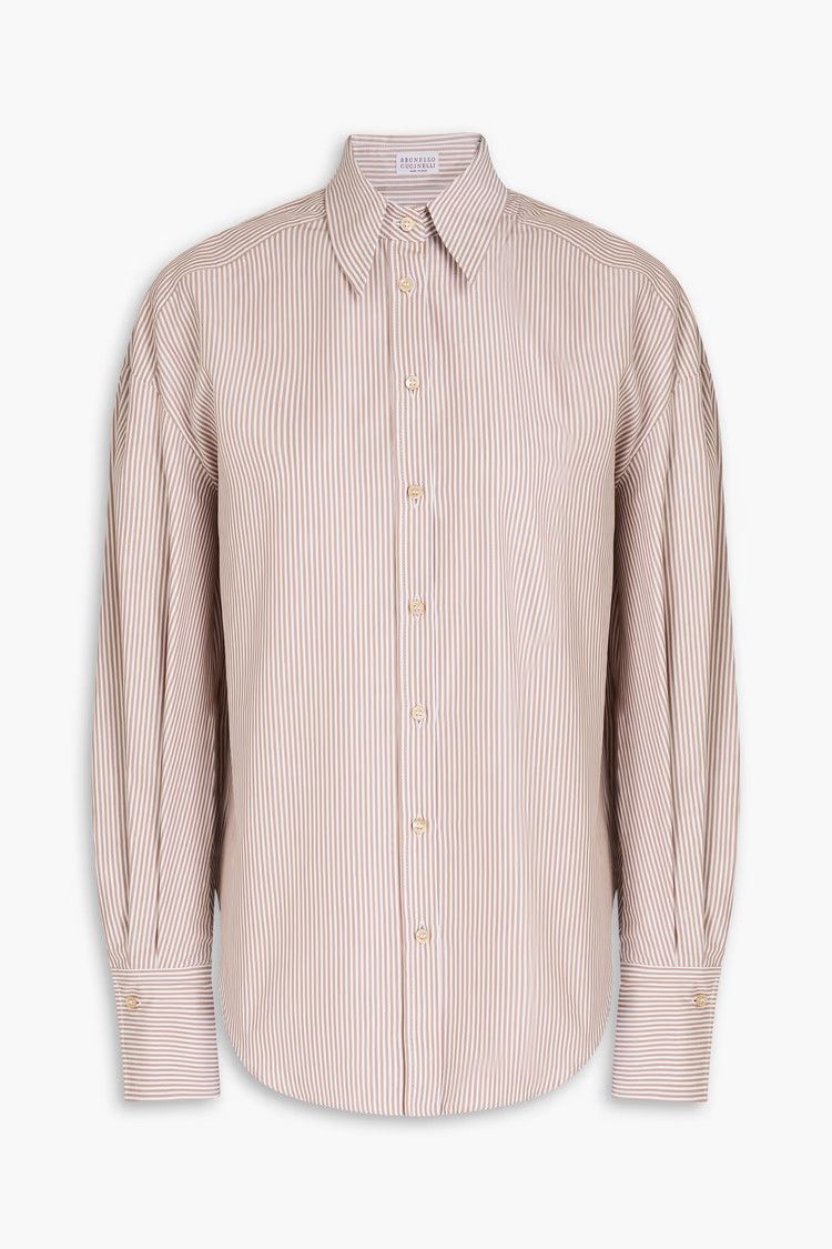 Brunello Cucinelli o1y0725 Striped Shirt in Beige/White Size XS / US 0-2 / IT 36-38 - 1 Thumbnail