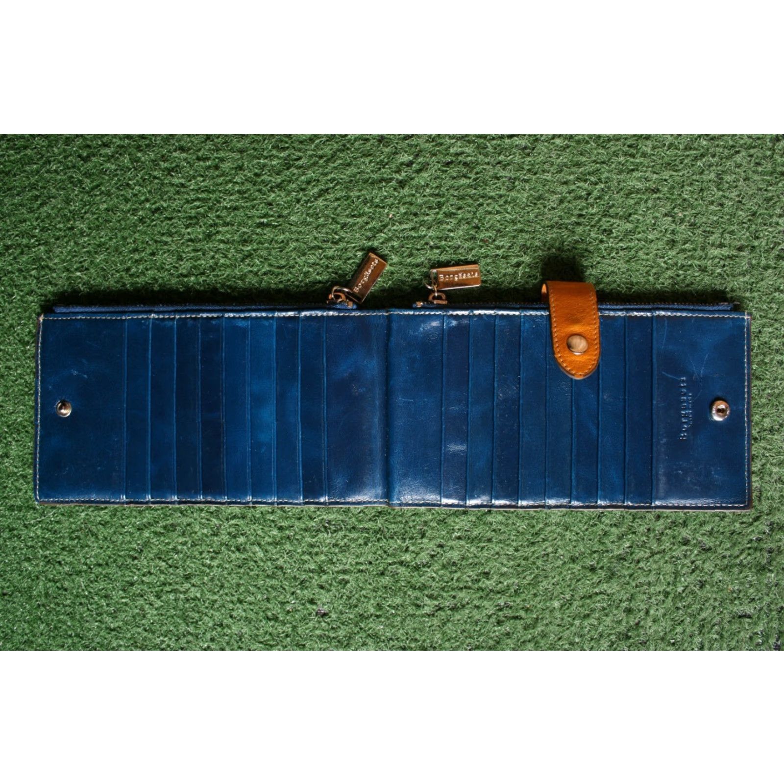 Doublet BORGASETS Blue Leather Double Zipper Compartment 18 Slot Credit Card Holder Wallet Pouch Bag Women Size ONE SIZE - 7 Thumbnail