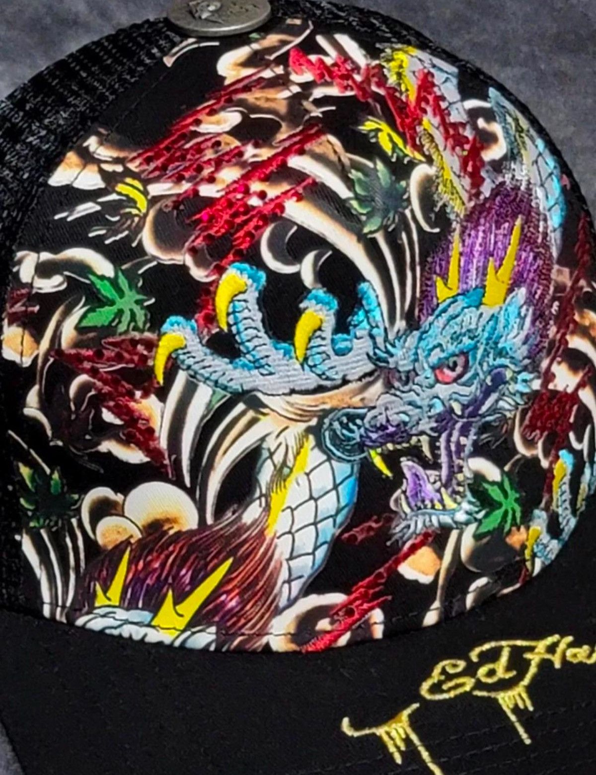 Ed Hardy Rhinestone Dragon Trucker Hat Lot Snapback NWT Size ONE SIZE - 4 Thumbnail