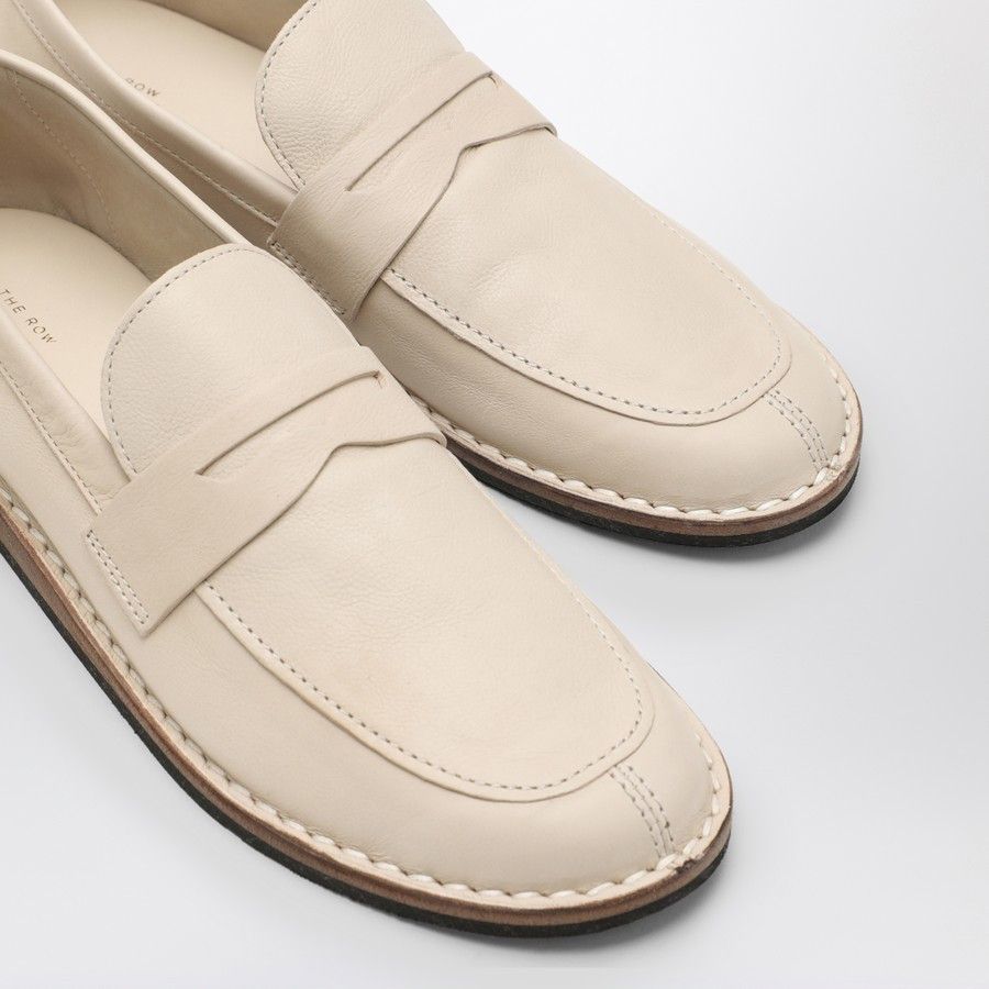 The Row o1d2blof1024 Cary Leather Tofu Loafers in Beige Size US 6 / IT 36 - 5 Thumbnail