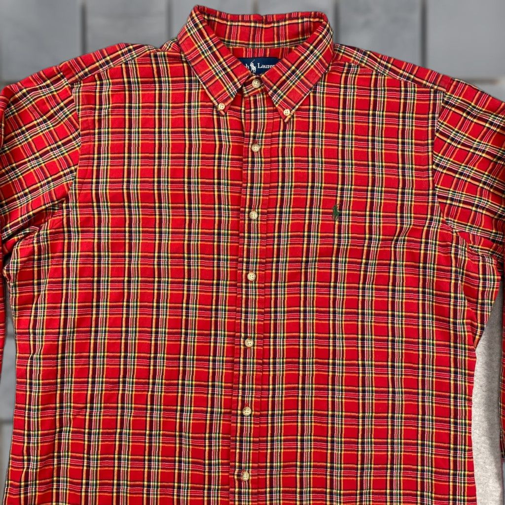 Ralph Lauren Ralph Lauren Button Down Flannel Shirt Mens XL Red Plaid Classic Fit Heavyweight Size US XL / EU 56 / 4 - 1 Thumbnail