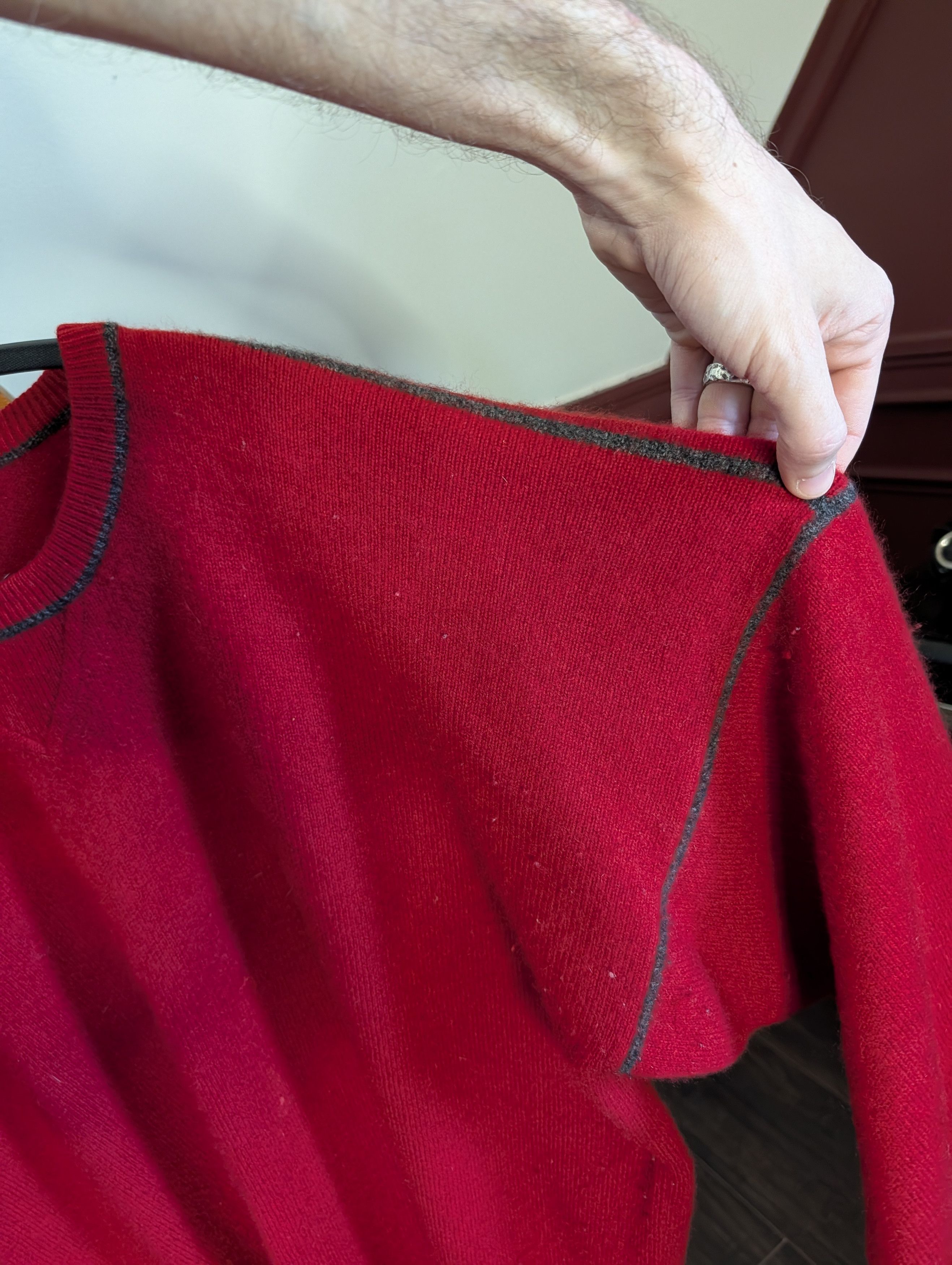 Bullock & Jones VTG Pure Cashmere Red Made in Scotland Knit Sweater Size US L / EU 52-54 / 3 - 3 Thumbnail