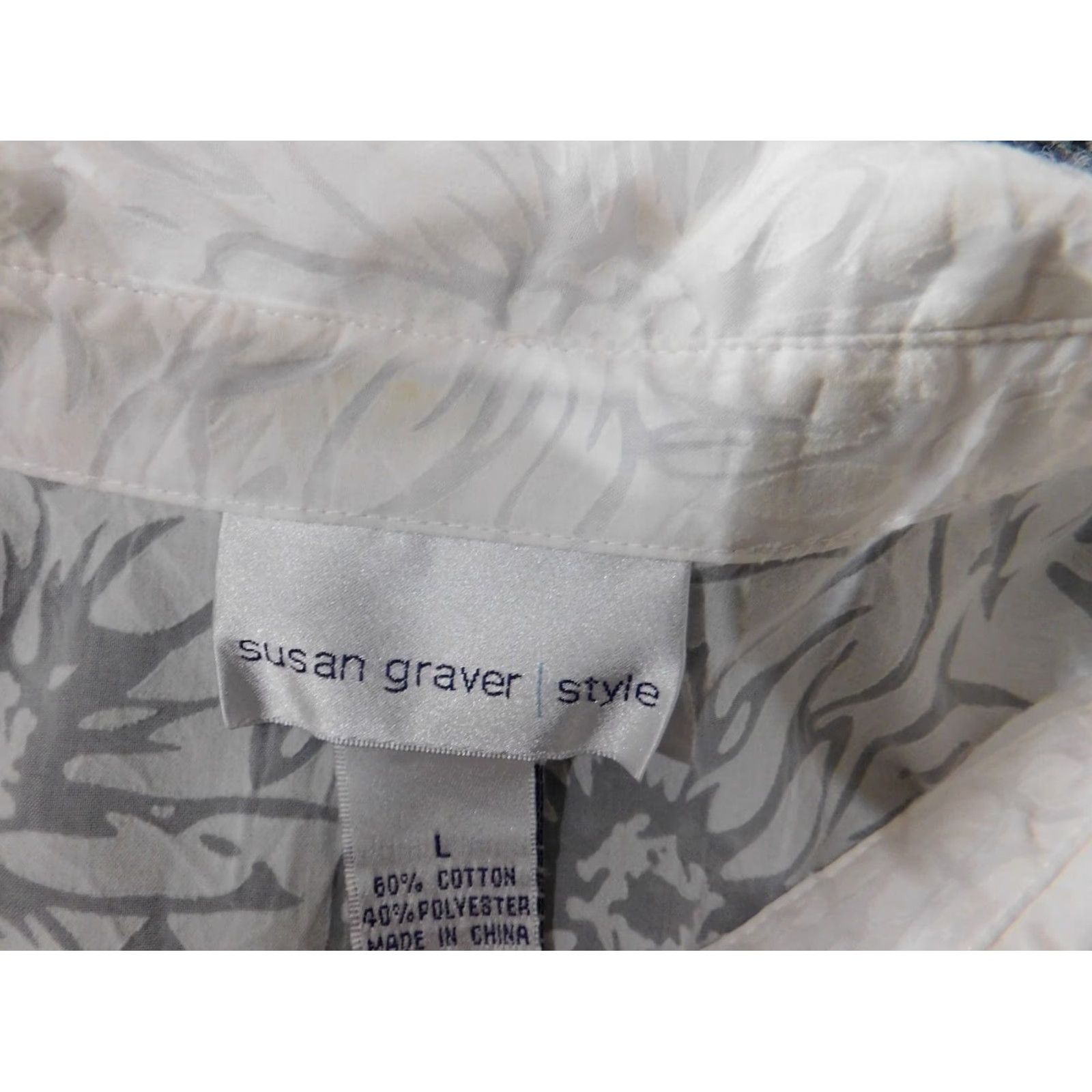 Vintage Susan Graver Button-Up Shirt Womens Large White Floral Sheer Knit Polyester Casual Long Sleeve Collared Size L / US 10 / IT 46 - 5 Thumbnail
