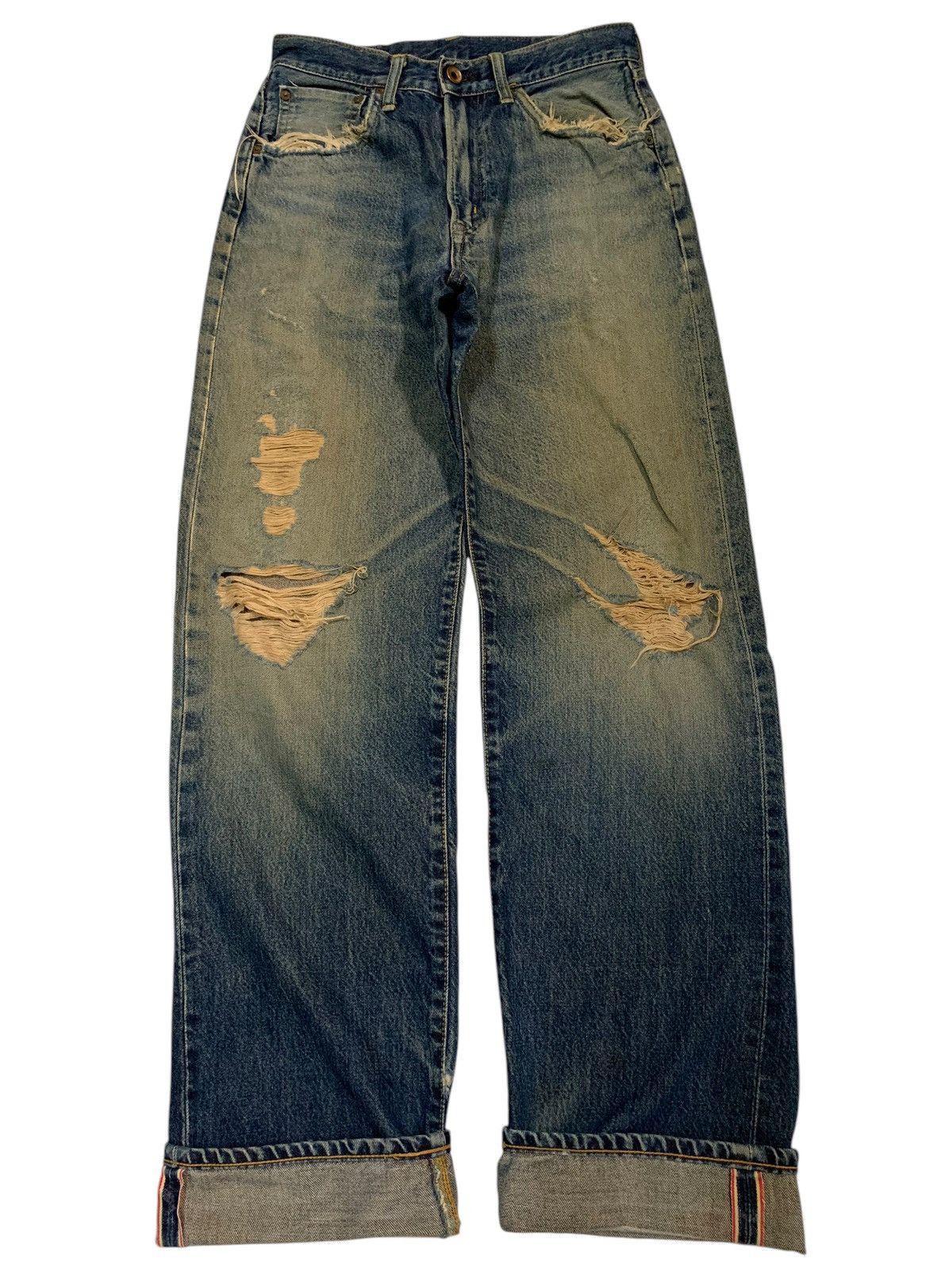 Kapital VTG EDWIN 505 SELVEDGE BAGGY FADED&RUSTY DISTRESSED DENIM Size US 27 - 5 Thumbnail