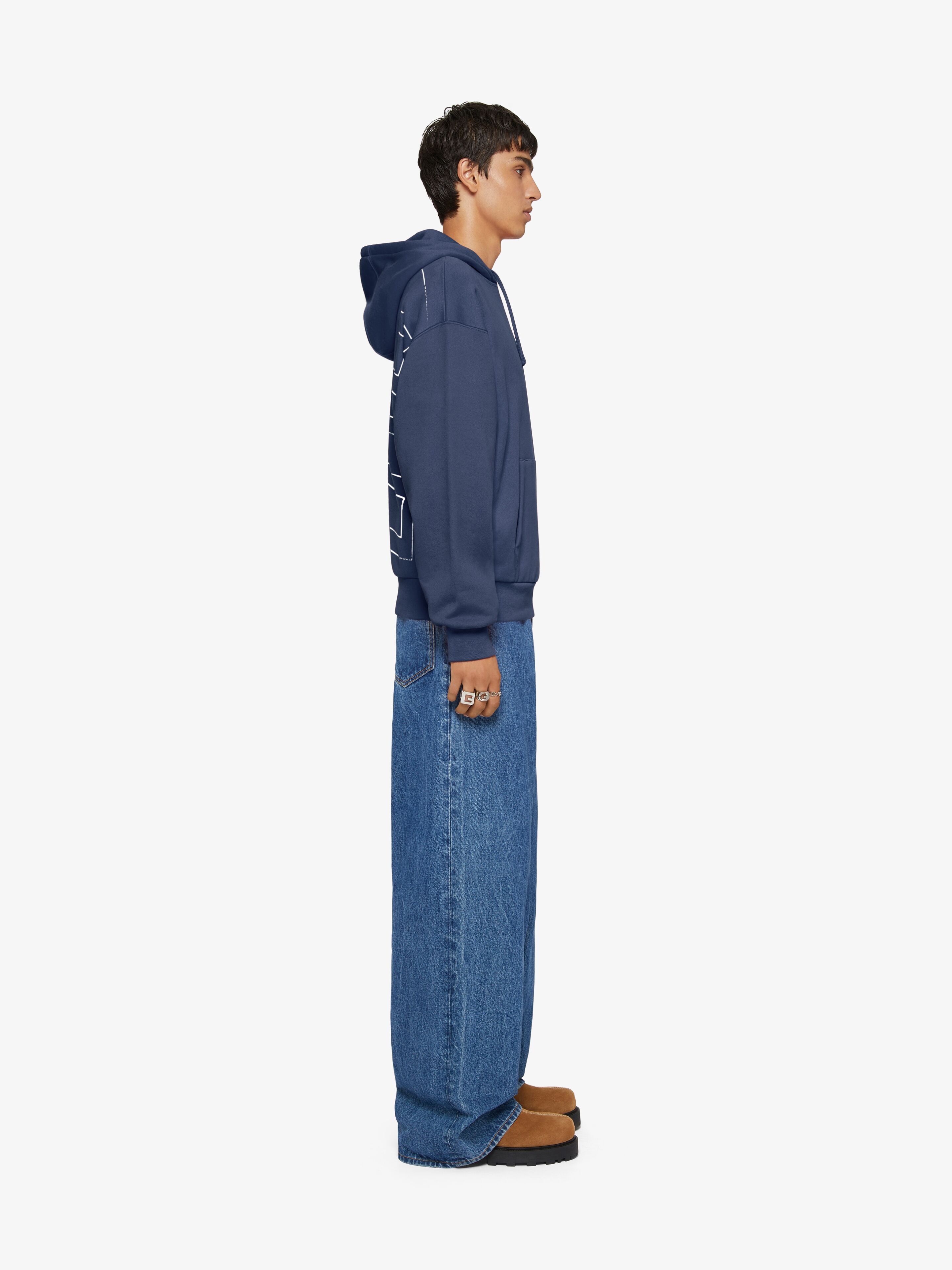 o1w1db10325 Boxy Fit Hoodie in Navy Blue