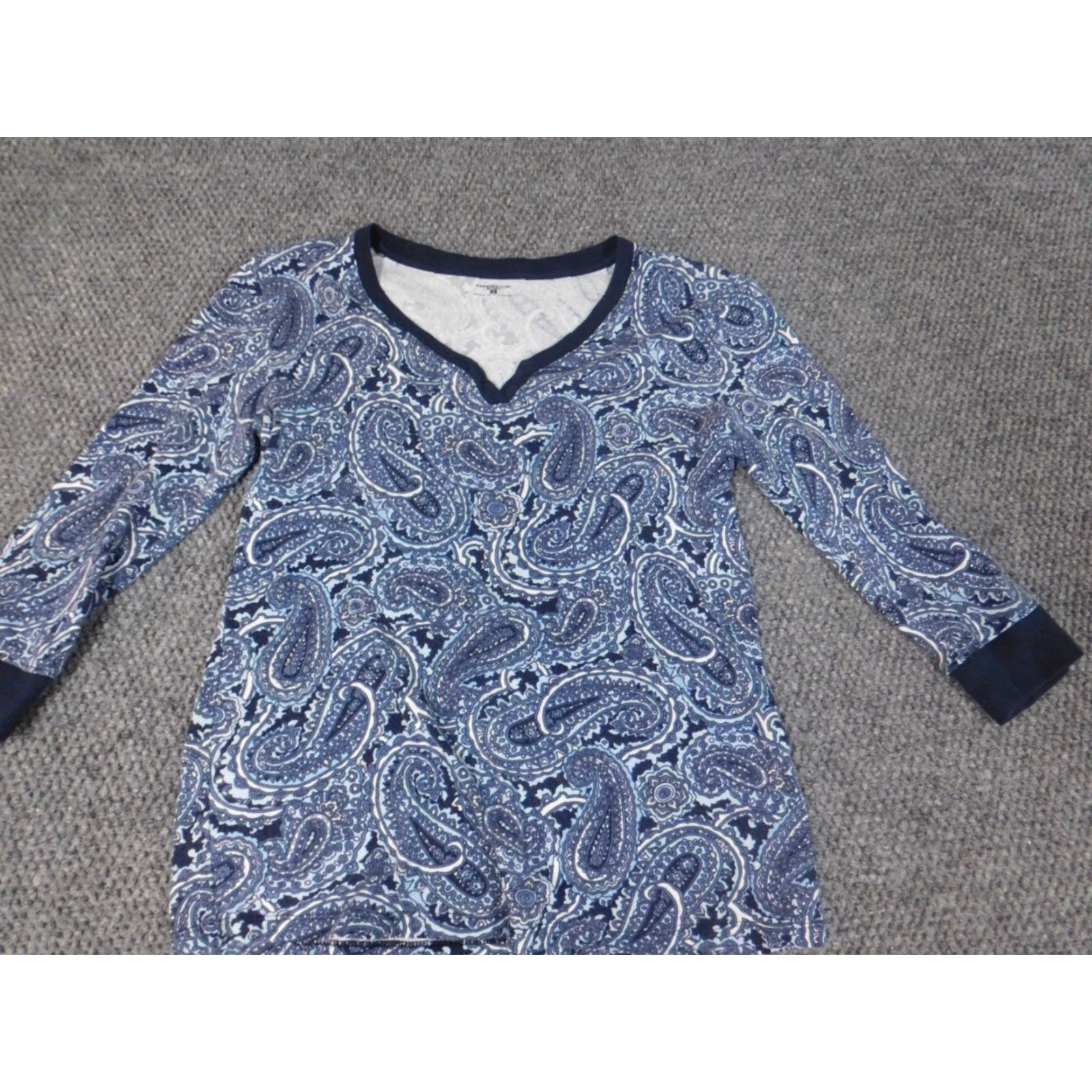 Jones New York Jones New York Womens Blouse M Blue Stretch Argyle Crew Neck Cap Sleeve Regular Casual Vintage: No (100% Cotton Rayon) Size M / US 6-8 / IT 42-44 - 3 Thumbnail