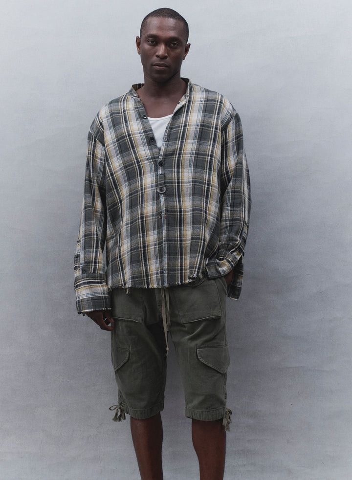Greg Lauren $850 Greg Lauren Charcoal Plaid Studio Shirt Size US XL / EU 56 / 4 - 4 Thumbnail