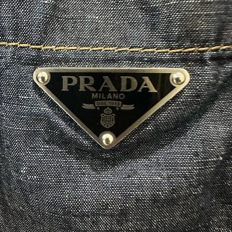 Prada Prada Navy blue linen denim button triangle logo long-slee Size US L / EU 52-54 / 3 - 3 Thumbnail
