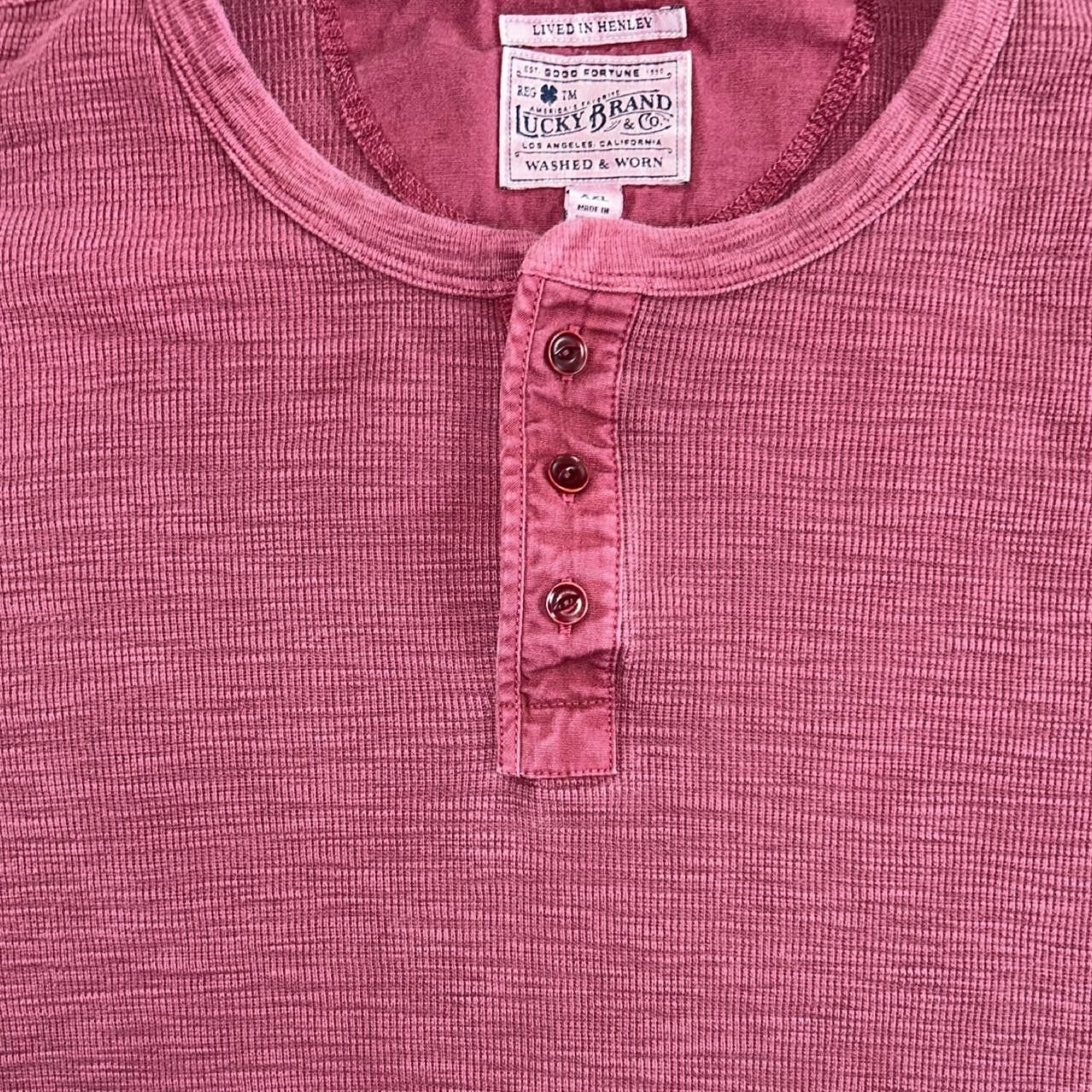 Lucky Brand Vintage Lucky Brand Maroon Faded Long Sleeve Henley Size US XXL / EU 58 / 5 - 4 Thumbnail