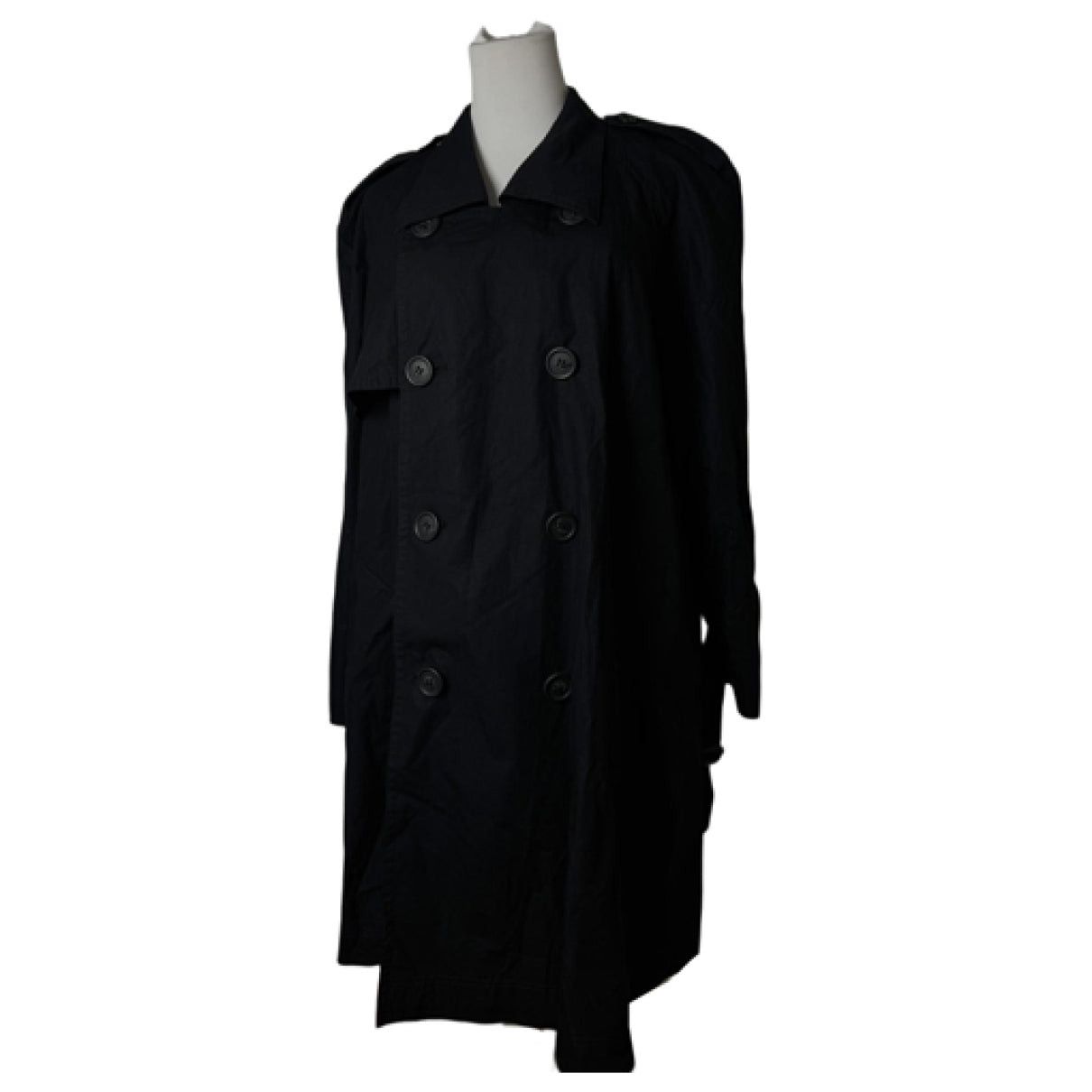 Kansai Yamamoto Black Cotton Trench Coat Size L / US 10 / IT 46 - 1 Thumbnail