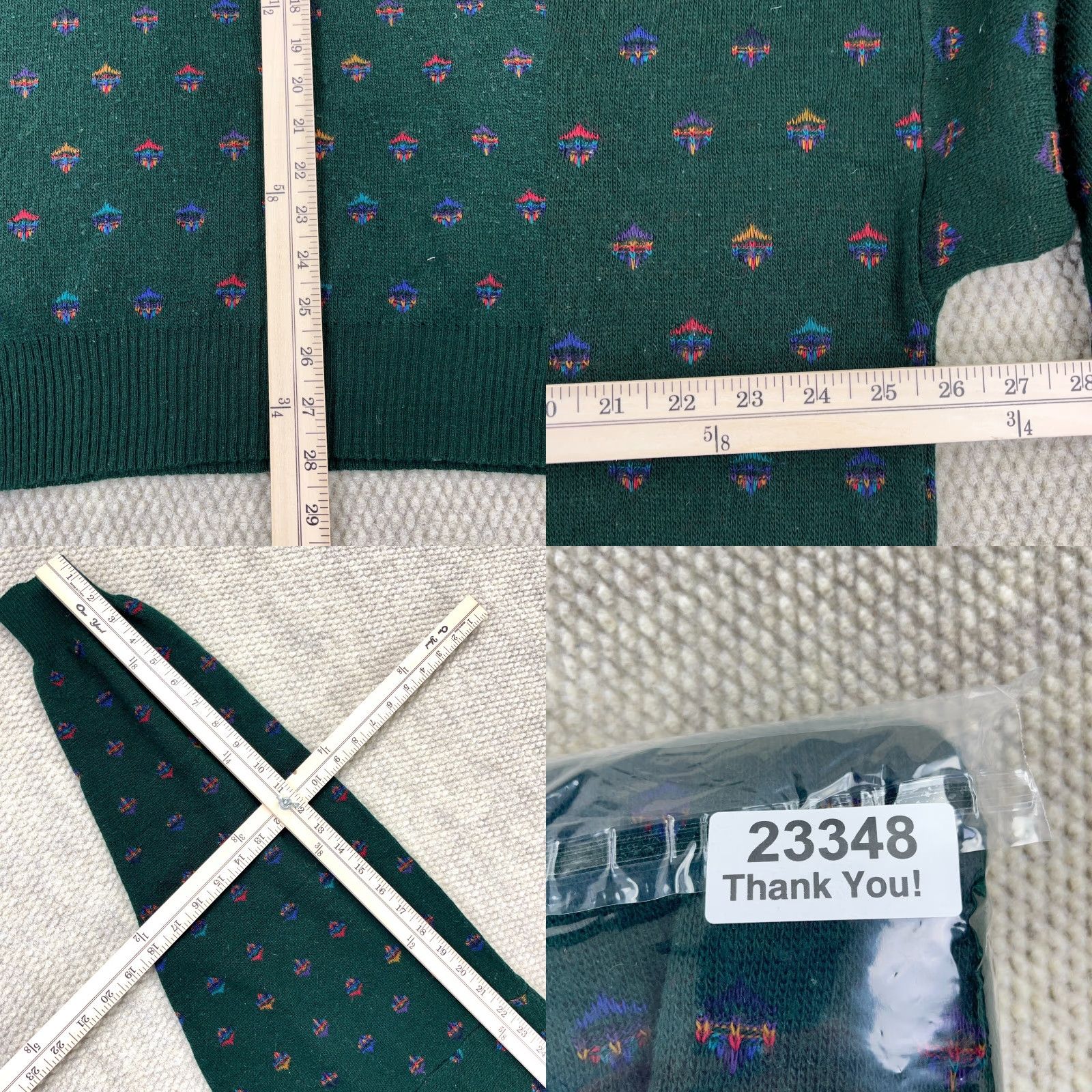 Vintage Brian MacNeil Sweater Men 2XLT Green Spotted V Neck Wool Blend Made In Italy Size US XXL / EU 58 / 5 - 8 Thumbnail