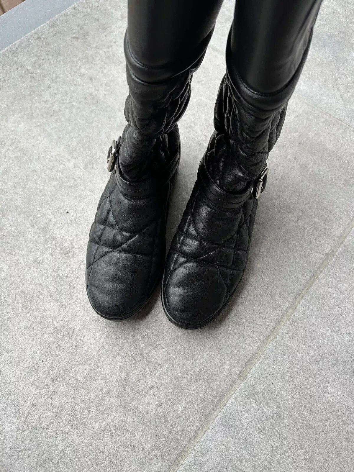 Dior CD Christian DIOR vintage women soft leather QUILTED BOOTS Size US 7.5 / IT 37.5 - 19 Thumbnail