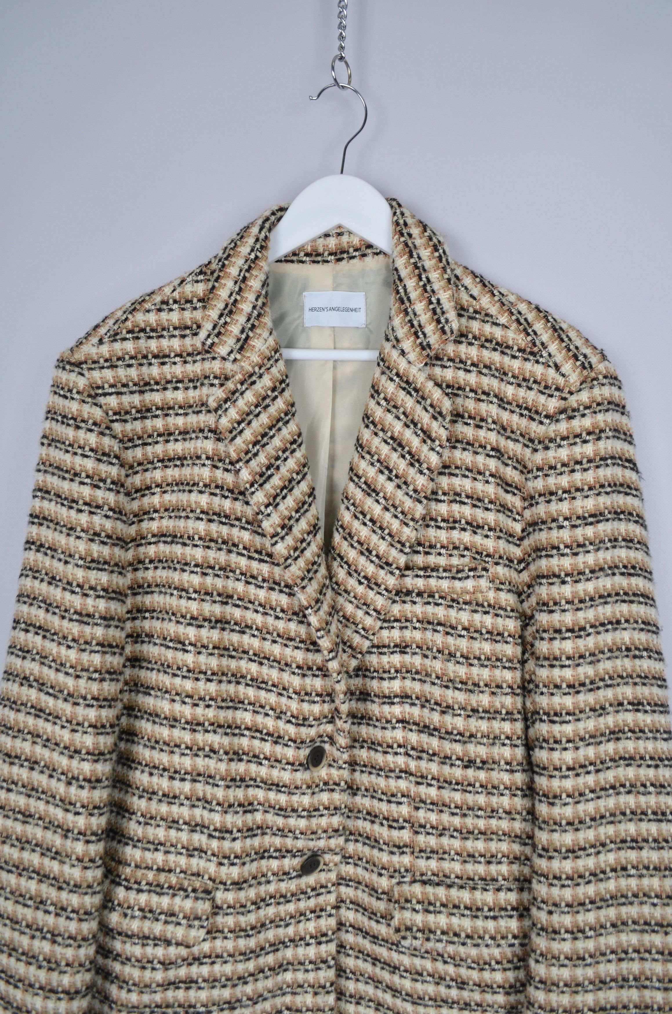Designer Herzensangelegenheit Tweed Cotton Blazer Jacket Sz 42 XL Size XL / US 12-14 / IT 48-50 - 2 Thumbnail