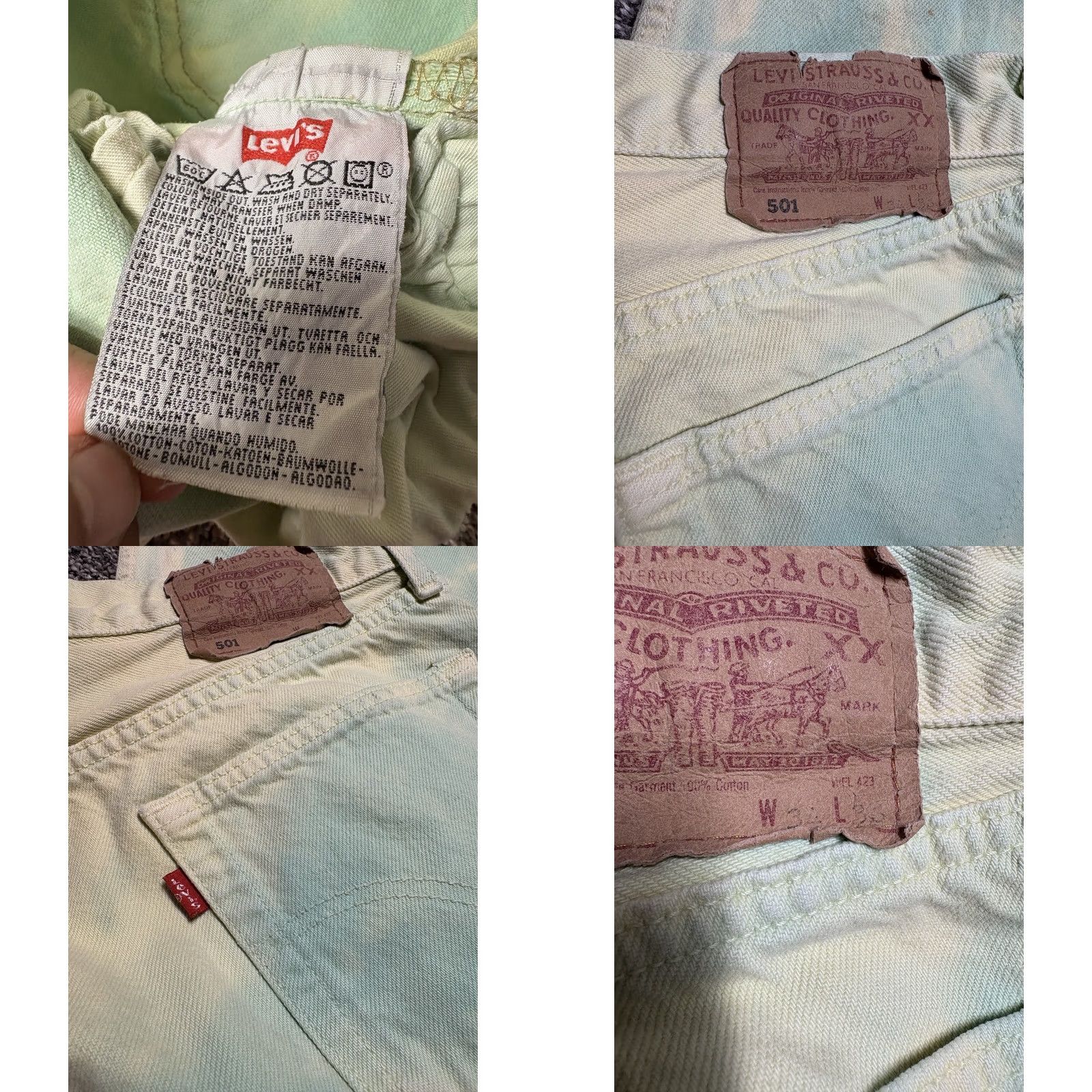 Levi's VINTAGE Levi's 501 Jeans Men Regular 32x35 Denim Blue Acid Wash Straight Leg Button Fly France Grunge 90s Logo Retro Classic Mens Size US 32 / EU 48 - 8 Thumbnail
