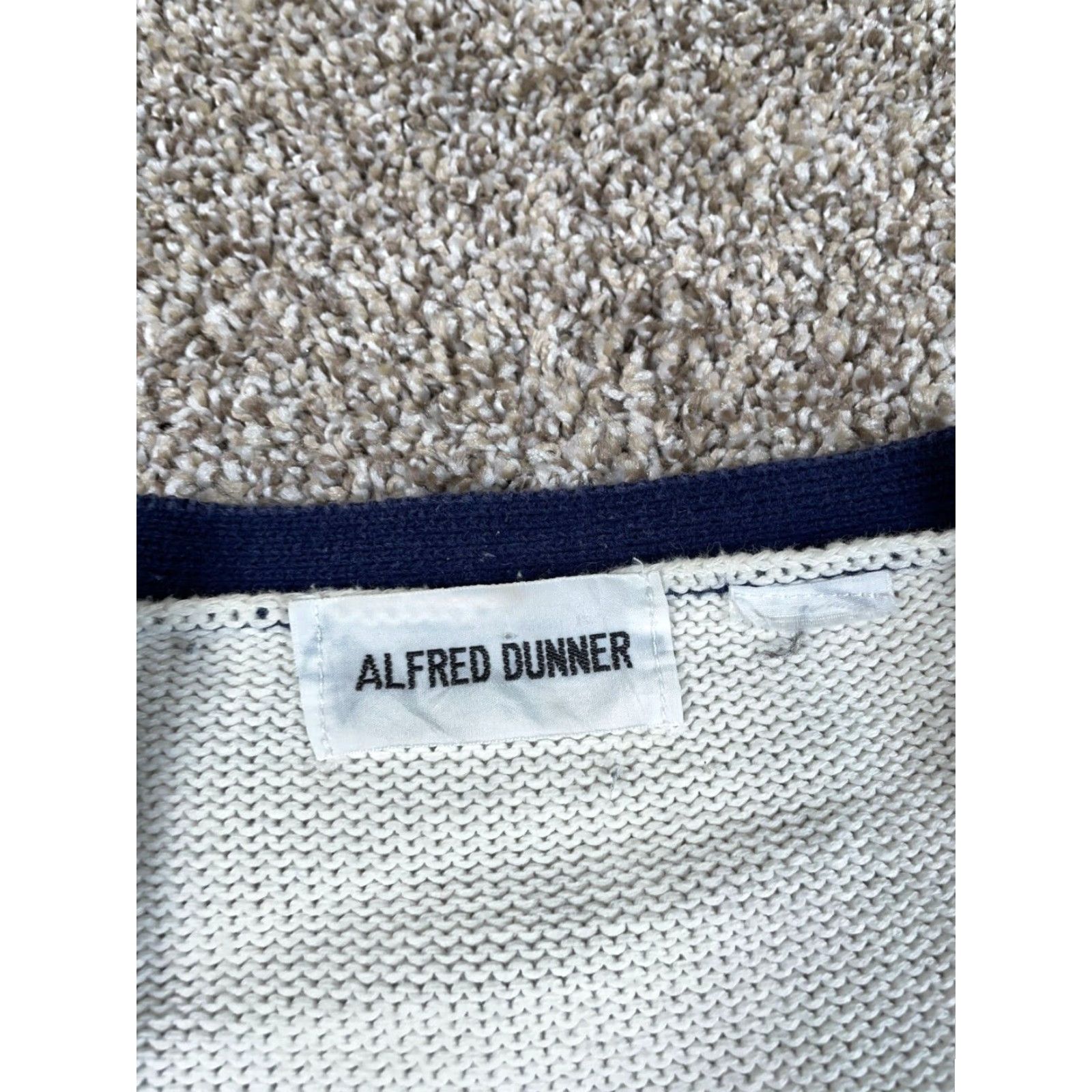 Vintage VINTAGE Women's XL 90s Collegiate Style Cardigan Sweater Alfred Dunner White Knit-Stripe Long Sleeve Casual Preppy Size XL / US 12-14 / IT 48-50 - 3 Thumbnail