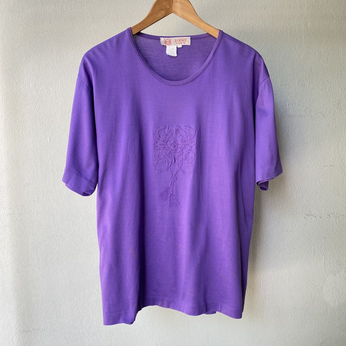 LOEWE Purple Logo Embroidered Tee
