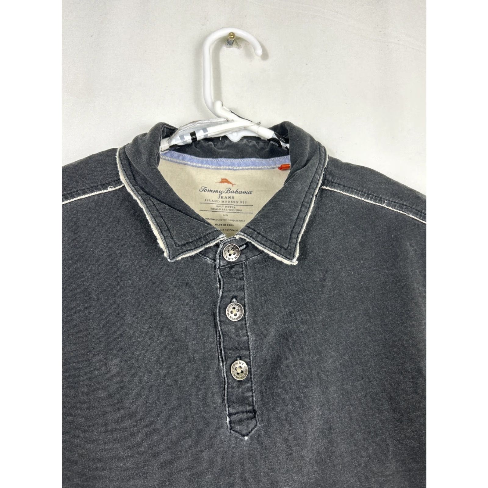 Tommy Bahama Tommy Bahama Polo Shirt Mens Large Gray Pima Cotton Modern Fit Shirt Size US L / EU 52-54 / 3 - 3 Thumbnail