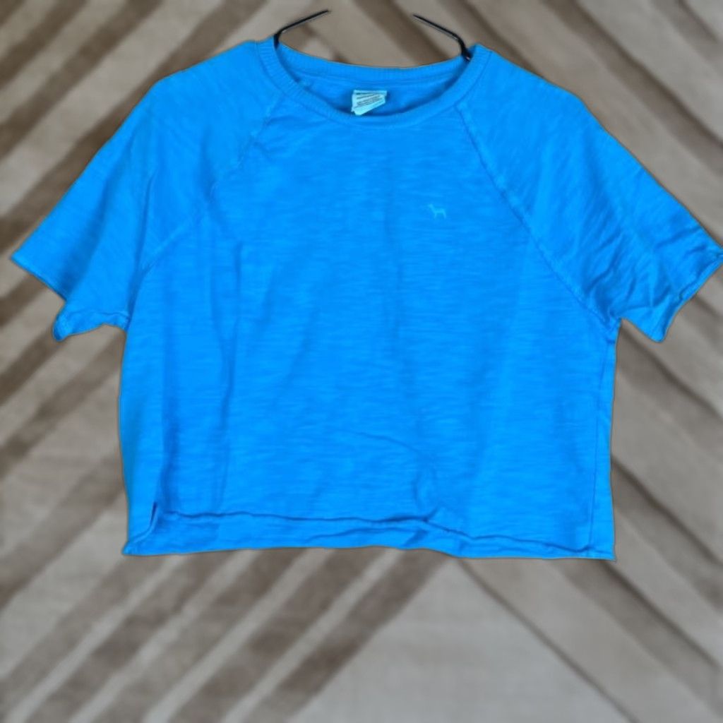 Victoria's Secret PINK Victoria's Secret Womens Shirt Blue Short Sleeve Cropped Crew Neck XS Size XS / US 0-2 / IT 36-38 - 1 Thumbnail