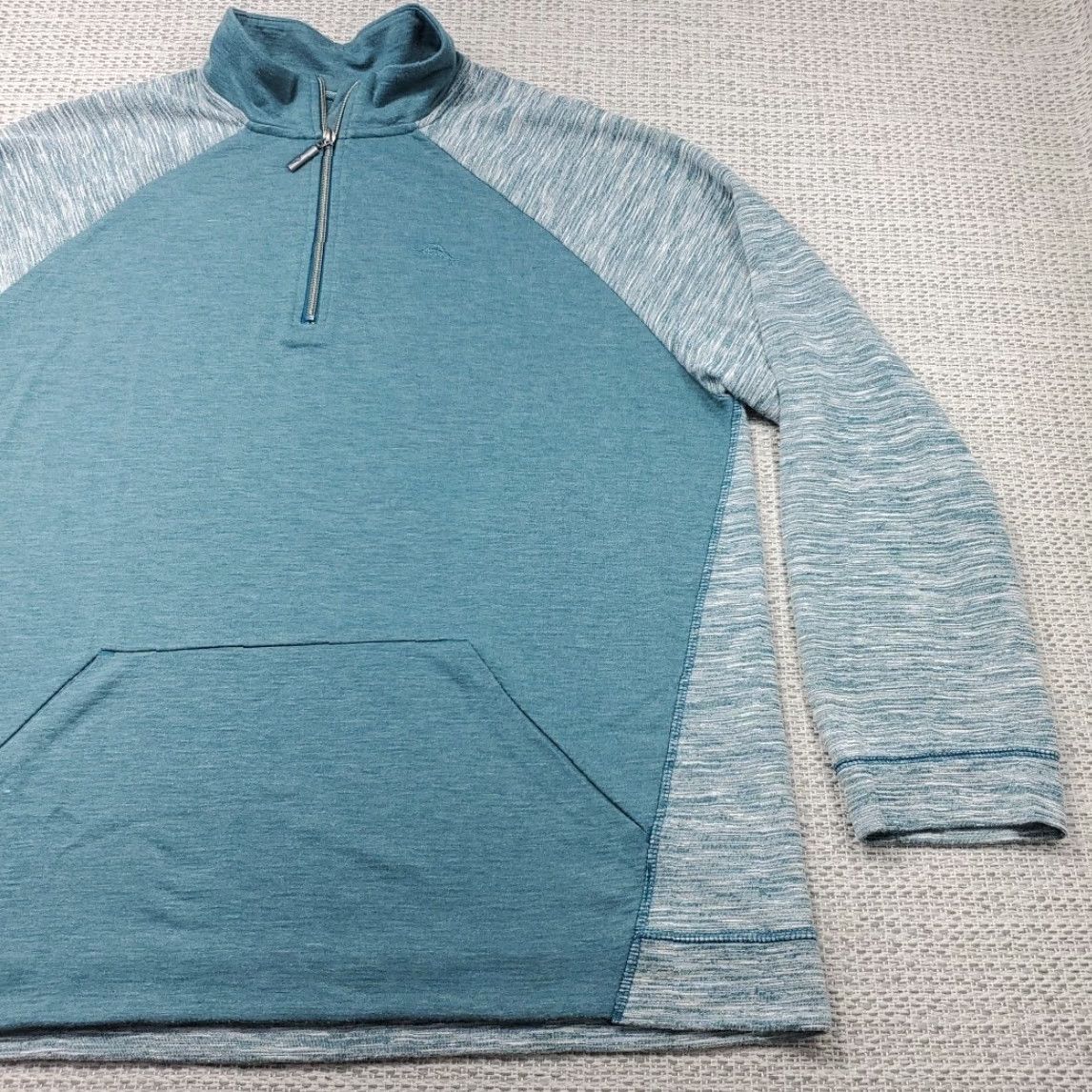 Tommy Bahama Tommy Bahama Pullover 1/4 Zip Long Sleeve Mens XL Green Gray Heather Casual Shirt Sweater Size US XXL / EU 58 / 5 - 2 Thumbnail