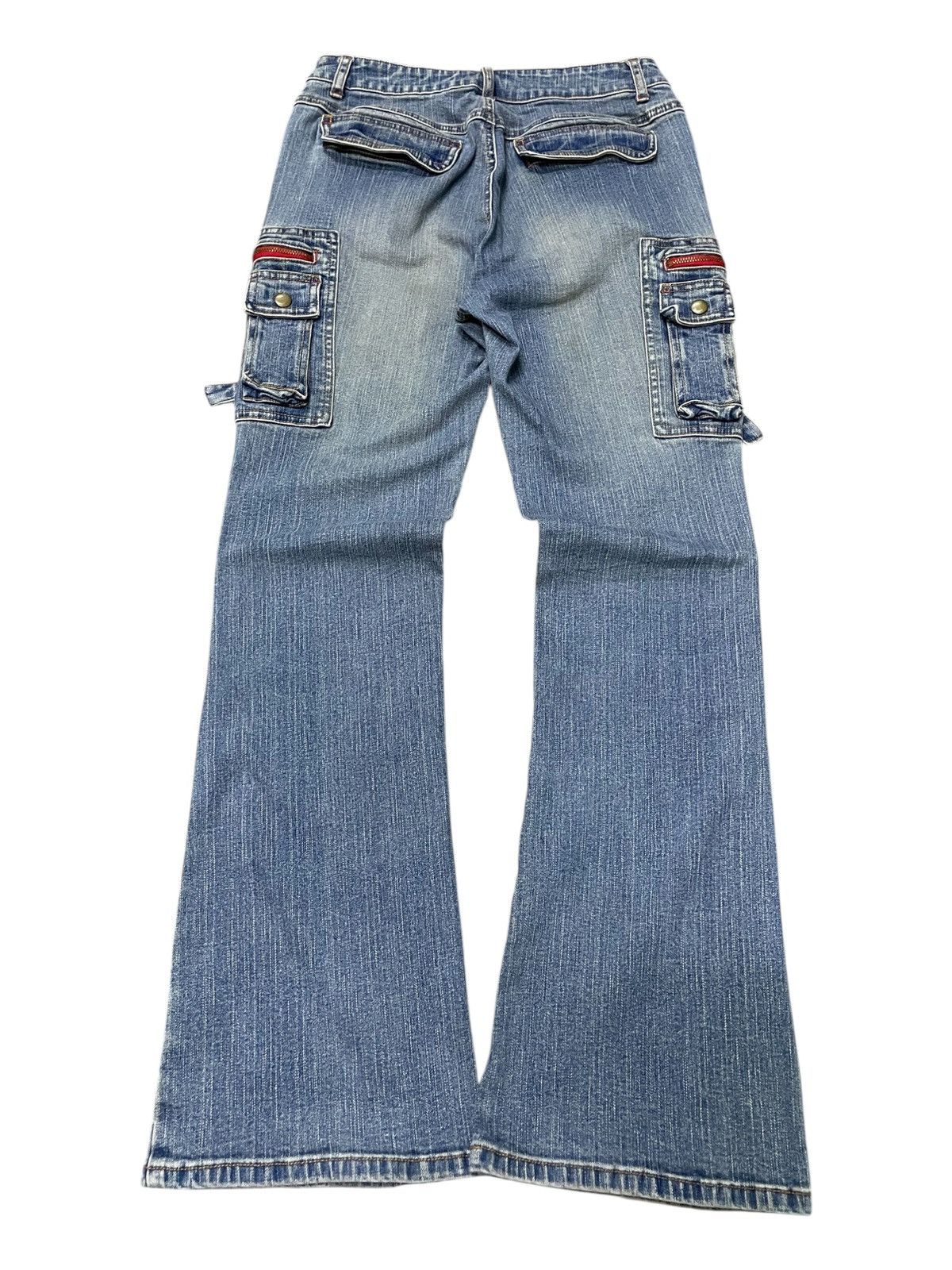 Japanese Brand × Le Grande Bleu (L.G.B.) × Tornado Mart Strech Cargo Flare Multi Pocket Jeans Size US 27 - 2 Thumbnail