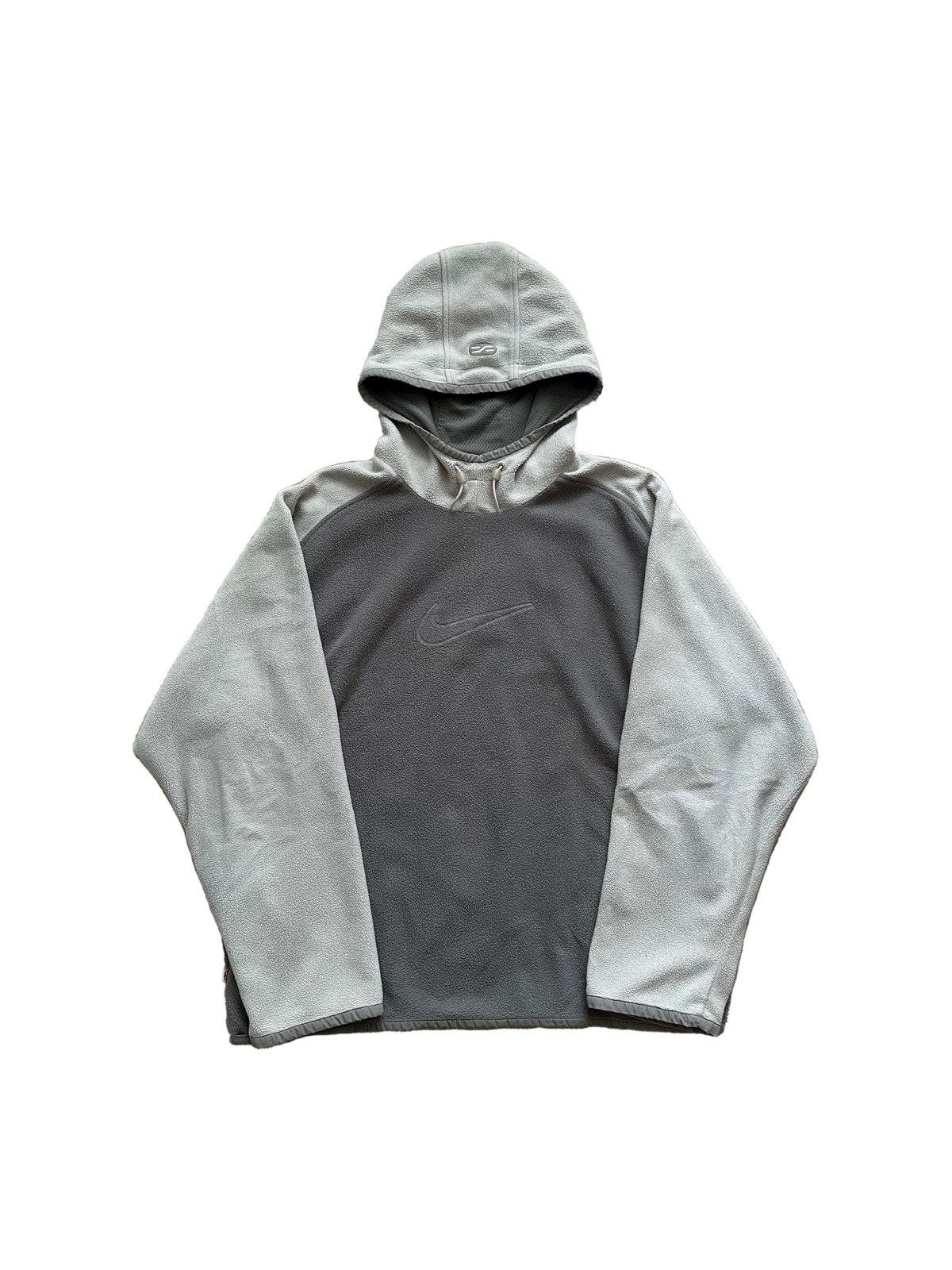 Nike Vintage Nike Center Swoosh 2 Tone Fleece Hoodie Size US L / EU 52-54 / 3 - 1 Thumbnail