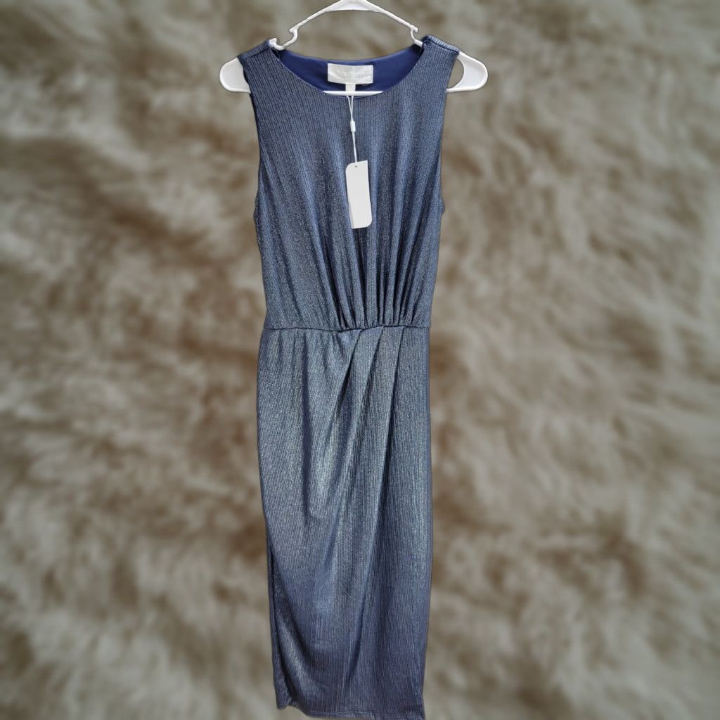 Vintage VINTAGE Superfoxx Metallic Blue Cocktail Party Shine Dress Sleeveless Bodycon Sz M New Size M / US 6-8 / IT 42-44 - 1 Thumbnail