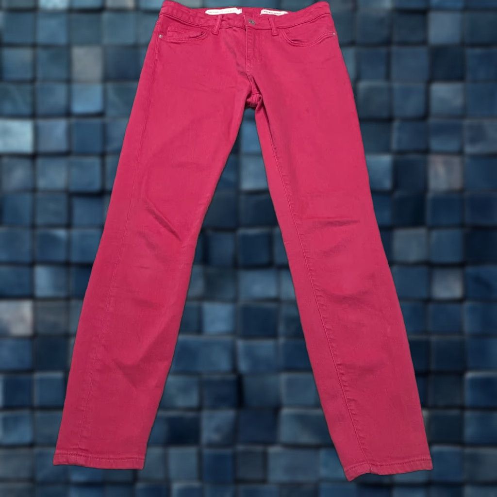 Vintage Pilcro Jeans Womens Pink Denim Mid Skinny 28 Dark Wash 5-Pocket Regular Inseam 27 Size 28" / US 6 / IT 42 - 1 Thumbnail