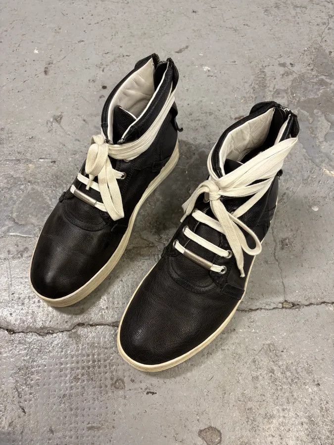 Dior × Vintage SS2010 Dior Kris Van Assche Black Leather Laced Sneakers Boots Size US 7 / EU 40 - 4 Thumbnail