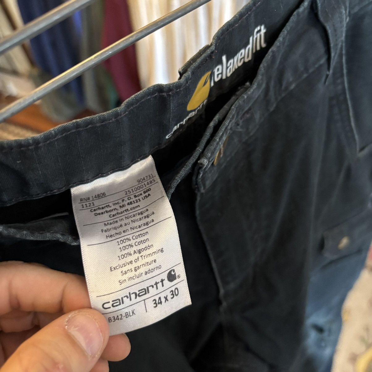 Carhartt × Vintage Vintage 00s Carhartt Distressed Black Canvas Cargo Pants Size US 34 / EU 50 - 5 Thumbnail
