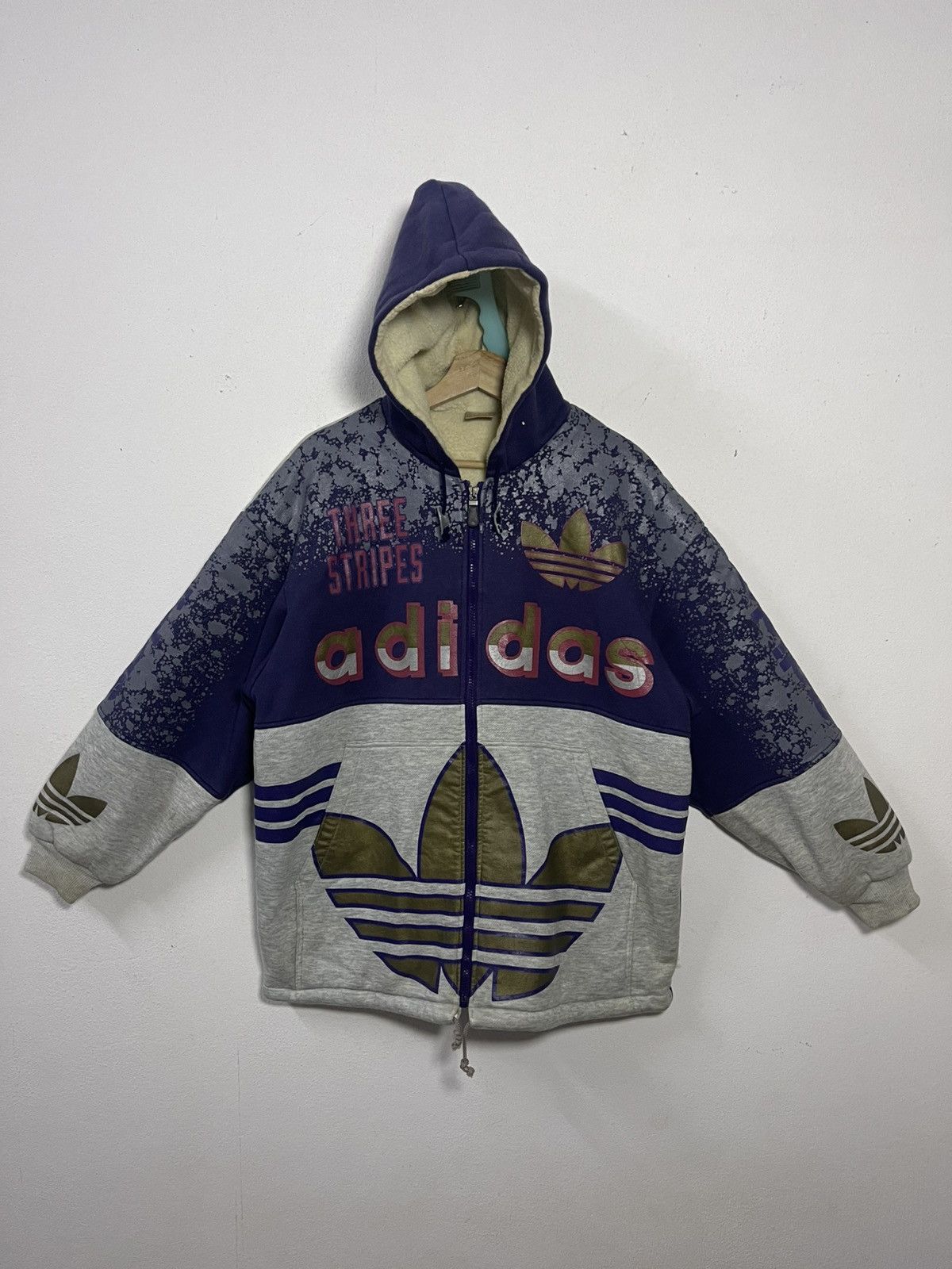 Adidas Vintage 90s Adidas Sherpa Hoodies Jacket Size US XL / EU 56 / 4 - 1 Thumbnail