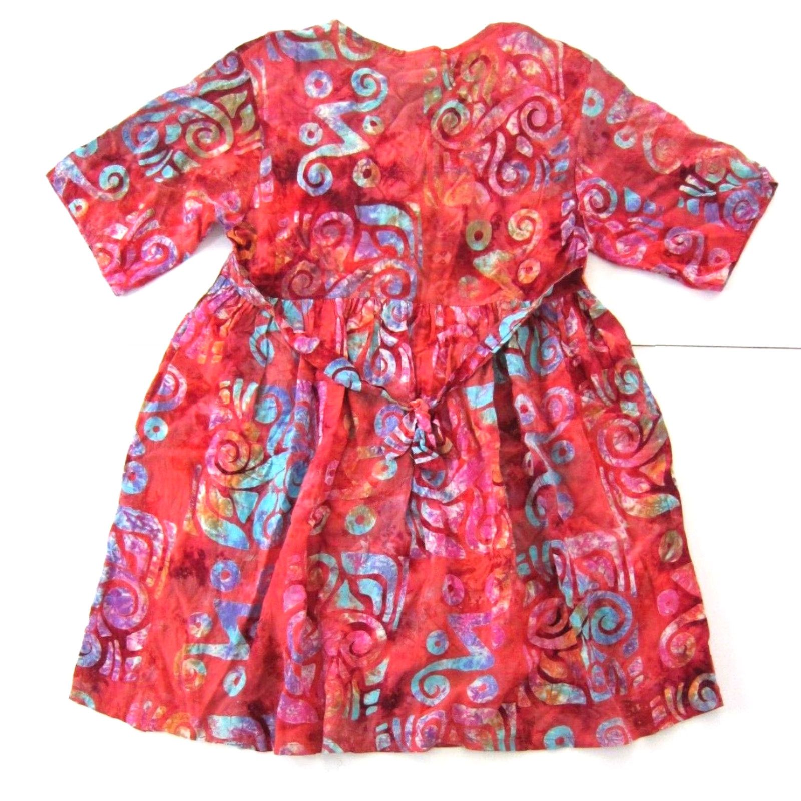 Vintage Vintage Wax Bali Dress Tunic Smock 100% Rayon Pink Blue Tie Dye Short Sleeve M Womens Size 32" / US 10 / IT 46 - 2 Thumbnail