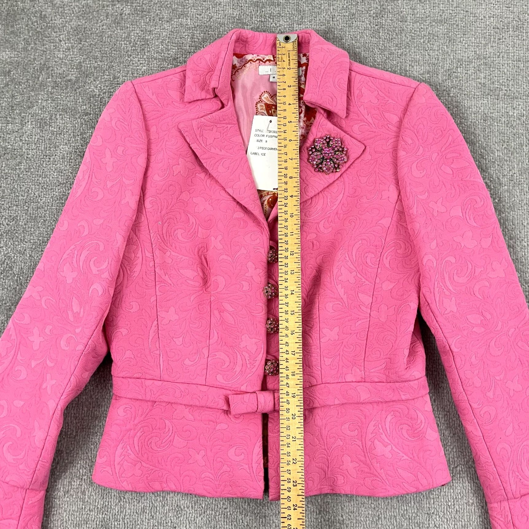 Vintage I.C.E Blazer Womens Size 8 Pink Textured Jeweled Closure Jacket Career Office Shirt/Blazer (if needed) Size M / US 6-8 / IT 42-44 - 6 Thumbnail