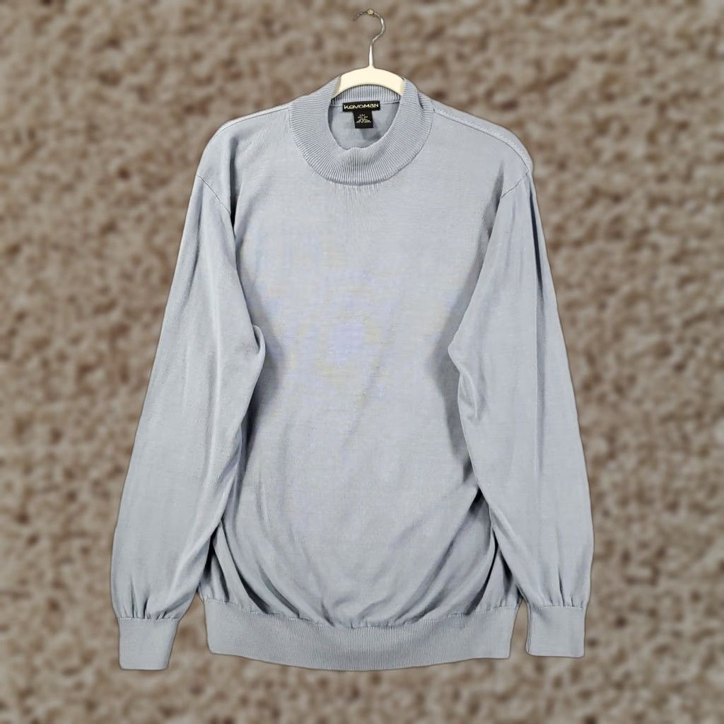 Vintage Kevoman Silk Sweater Mens L Blue Turtleneck Long Sleeve 2 Ply - Regular Fit, Pullover, Knit, Silk, Classic, Fall Winter Size US L / EU 52-54 / 3 - 1 Thumbnail