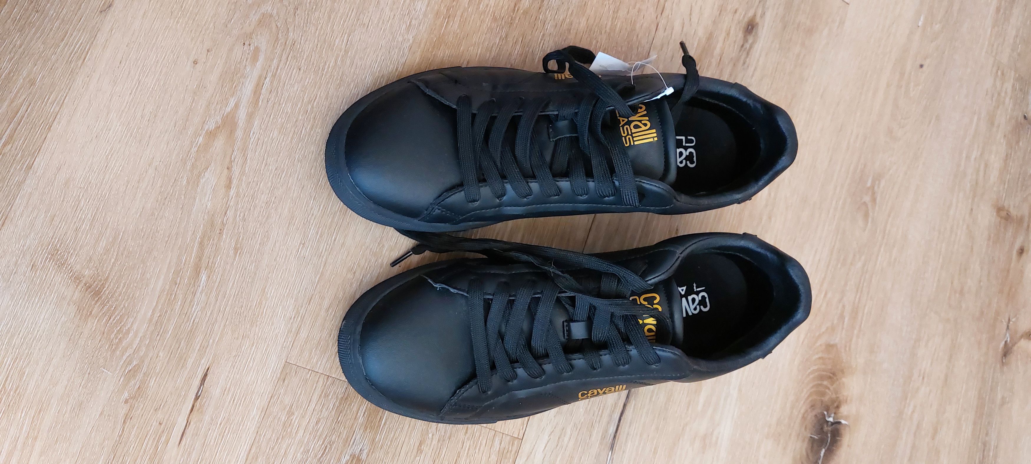 Cavalli Class Cavalli Class black low-top sneakers with gold logo details. Size US 11 / EU 44 - 12 Thumbnail