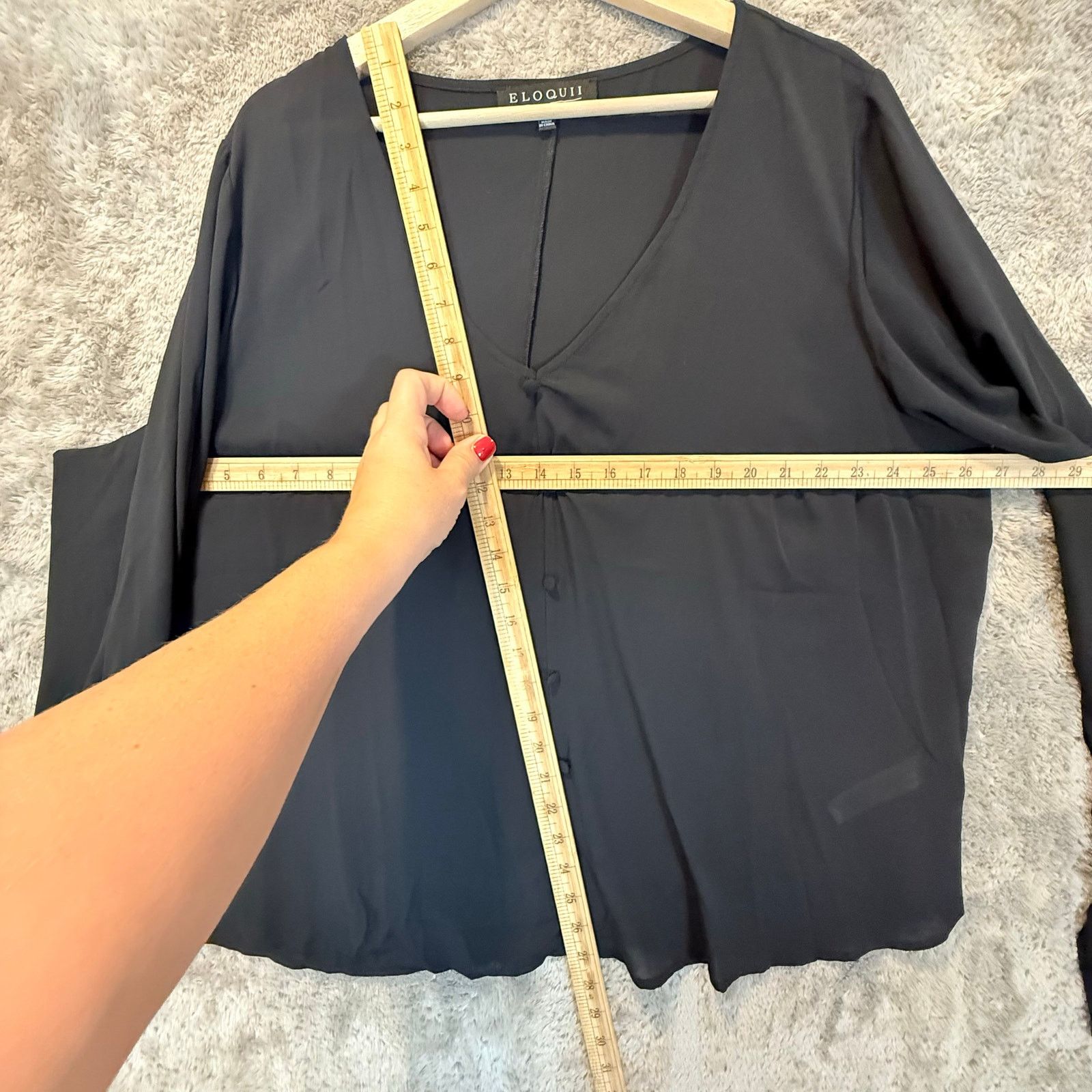 Other Eloquii Black Top Blouse Button Front Tie Sleeve Size 22 Size 3XL / US 20-22 - 8 Thumbnail