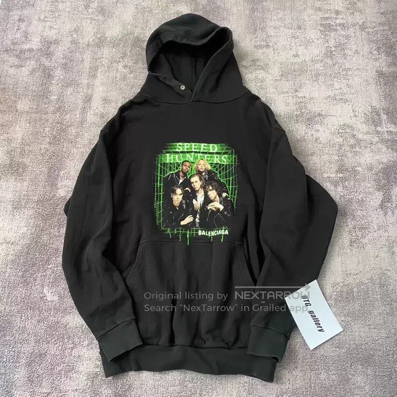 Balenciaga Balenciaga Black and Green Band Logo Hoodie Size US S / EU 44-46 / 1 - 3 Thumbnail