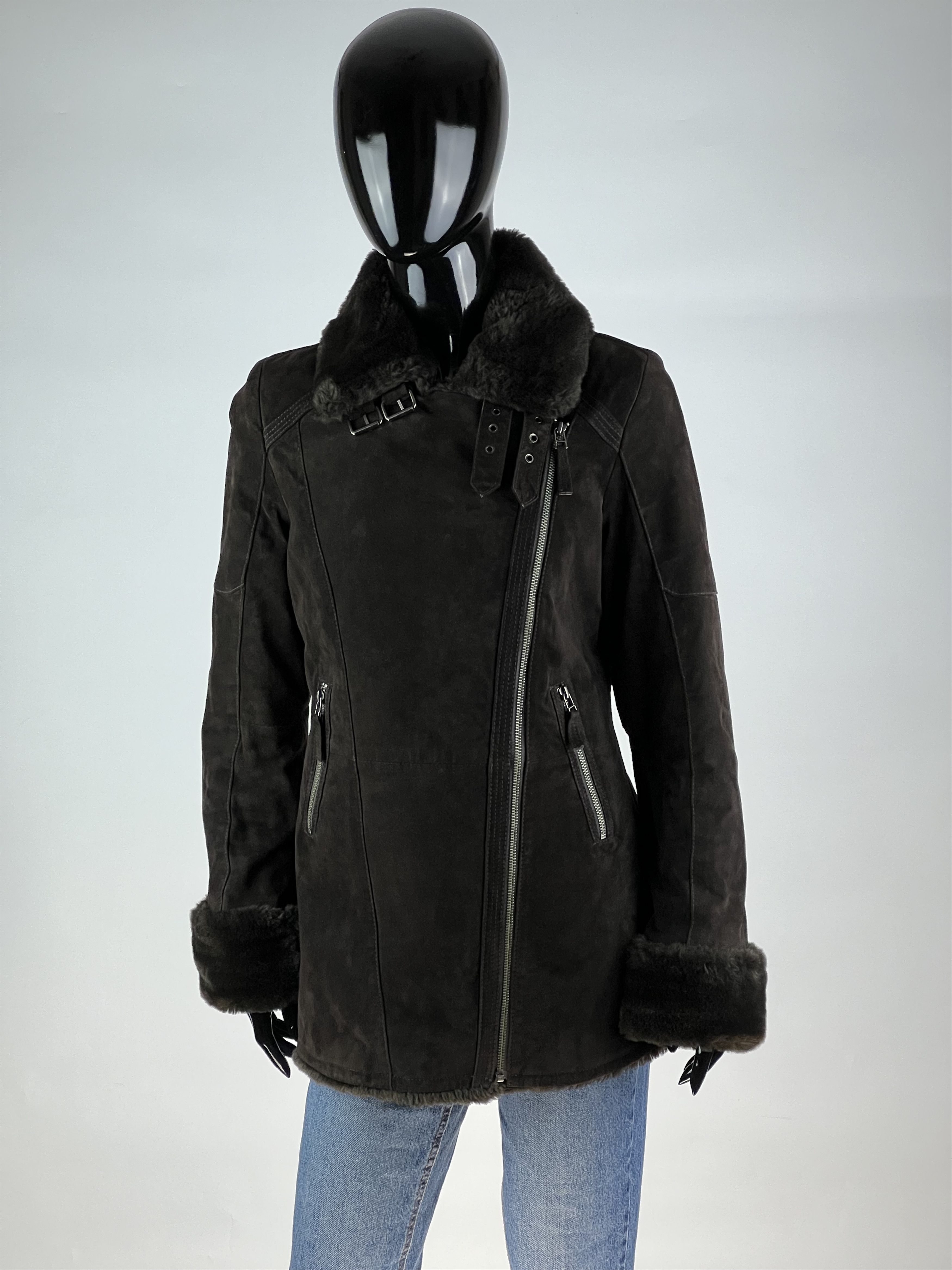Designer Oakwood Women's Suede Leather Jacket Size S Faux Fur Lined Size S / US 4 / IT 40 - 2 Thumbnail