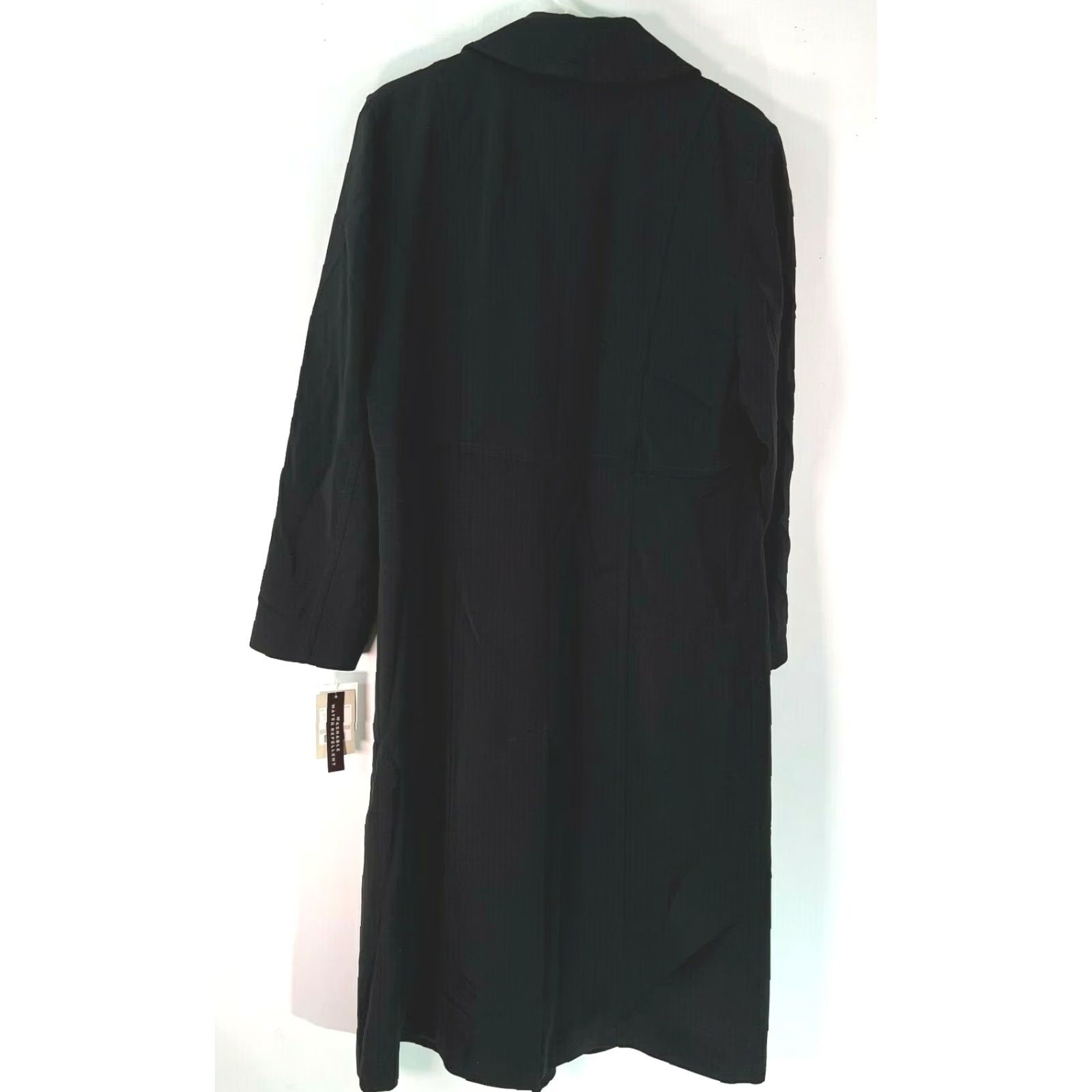 Rains Gallery Coat Women Long Black Pea Coat 12 Button Front Classic Fall Winter 50" 100% Polyester Size XL / US 12-14 / IT 48-50 - 2 Thumbnail