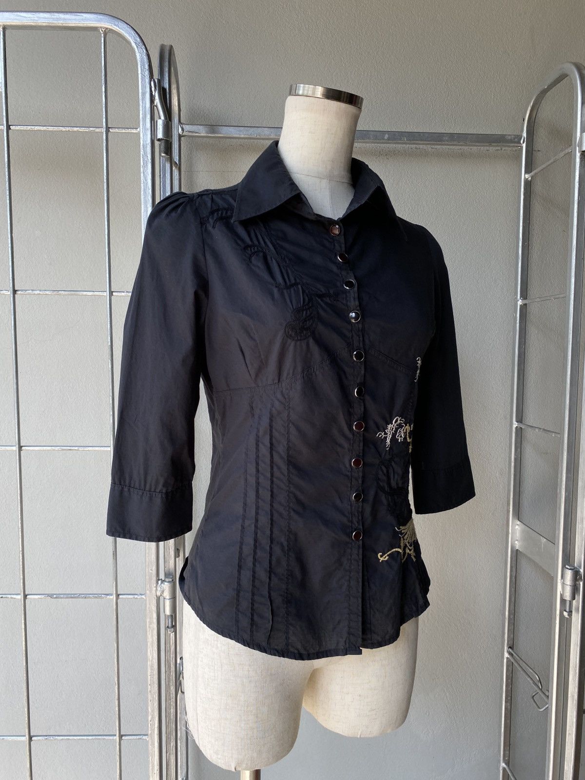 Diesel DIESEL Black Embroidered Button-Up Shirt Size XS / US 0-2 / IT 36-38 - 13 Thumbnail