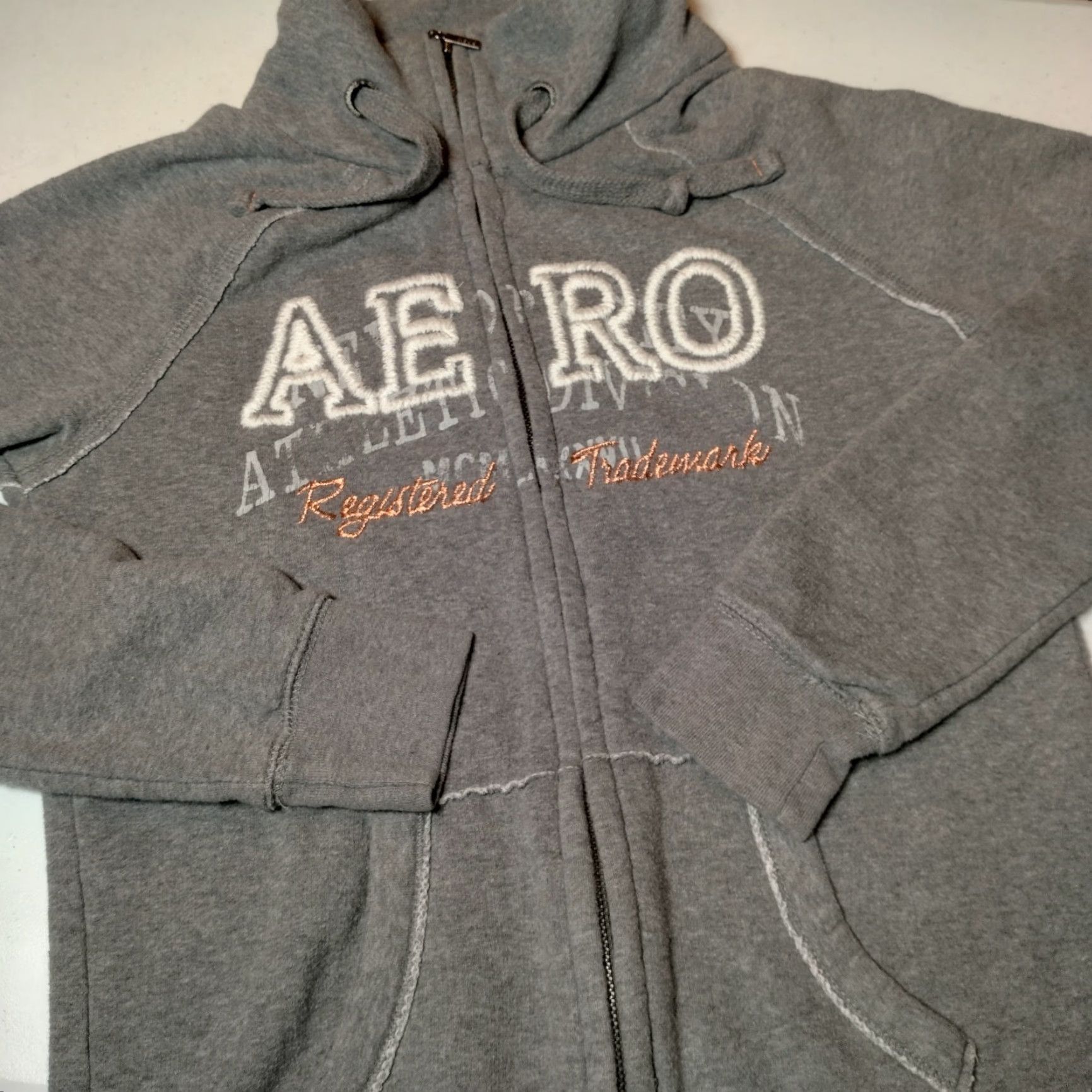 Vintage Aéropostale Sweatshirt M Slim Gray Full Zip Embroidered High Neck AERO Sporty Athleisure Women Size M / US 6-8 / IT 42-44 - 3 Thumbnail