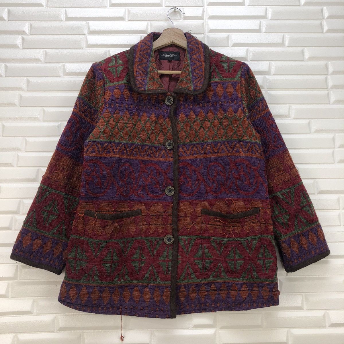 Aran Isles Knitwear × Designer × Other Natural Basic Style Navajo Jacket Size M / US 6-8 / IT 42-44 - 2 Thumbnail