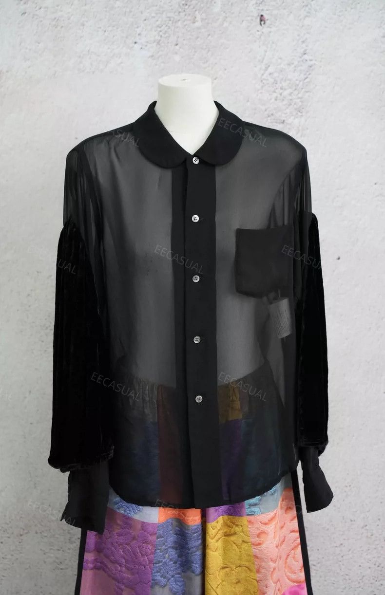Comme des Garcons Comme Des Garcons Black Velvet Shirt with Lantern Sleeves Size M / US 6-8 / IT 42-44 - 6 Thumbnail